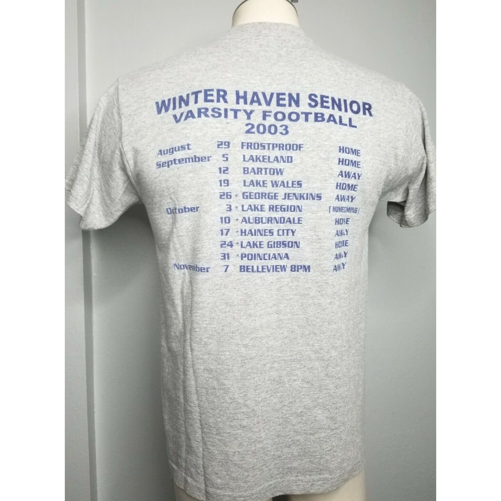 Fruit Of The Loom Retro Mens M WHHS Blue Devils 2003 Double Sided T Shirt Winter Haven FL Gray Cotton Crew Neck Short Sleeve M Shirt Mens 2003 90s Size US M / EU 48-50 / 2 - 2 Thumbnail