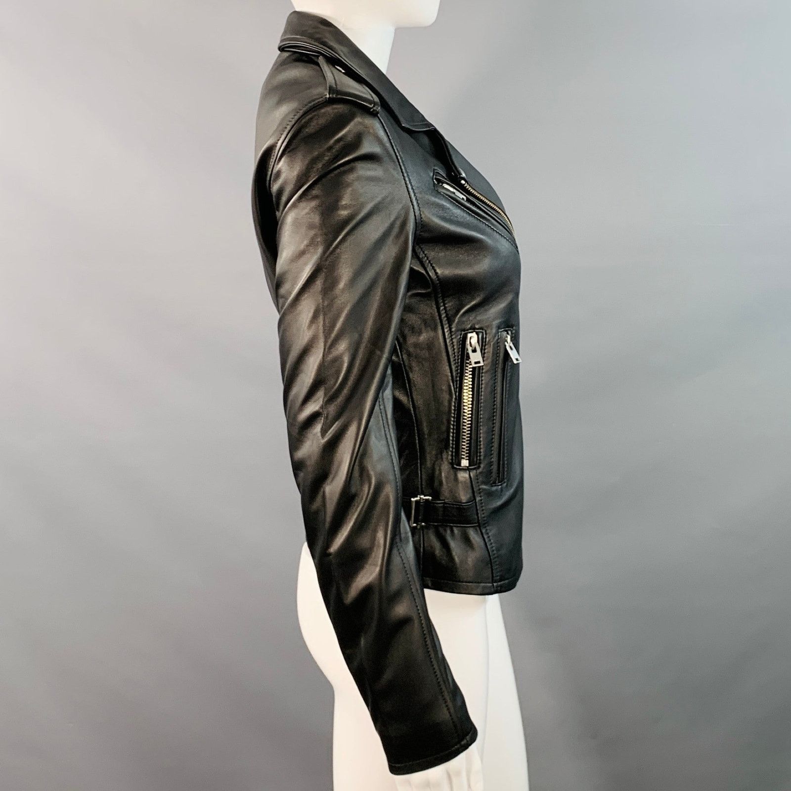 Iro IRO 2022 Size 0 Black Lambskin Leather Biker Jacket Size XS / US 0-2 / IT 36-38 - 2 Thumbnail