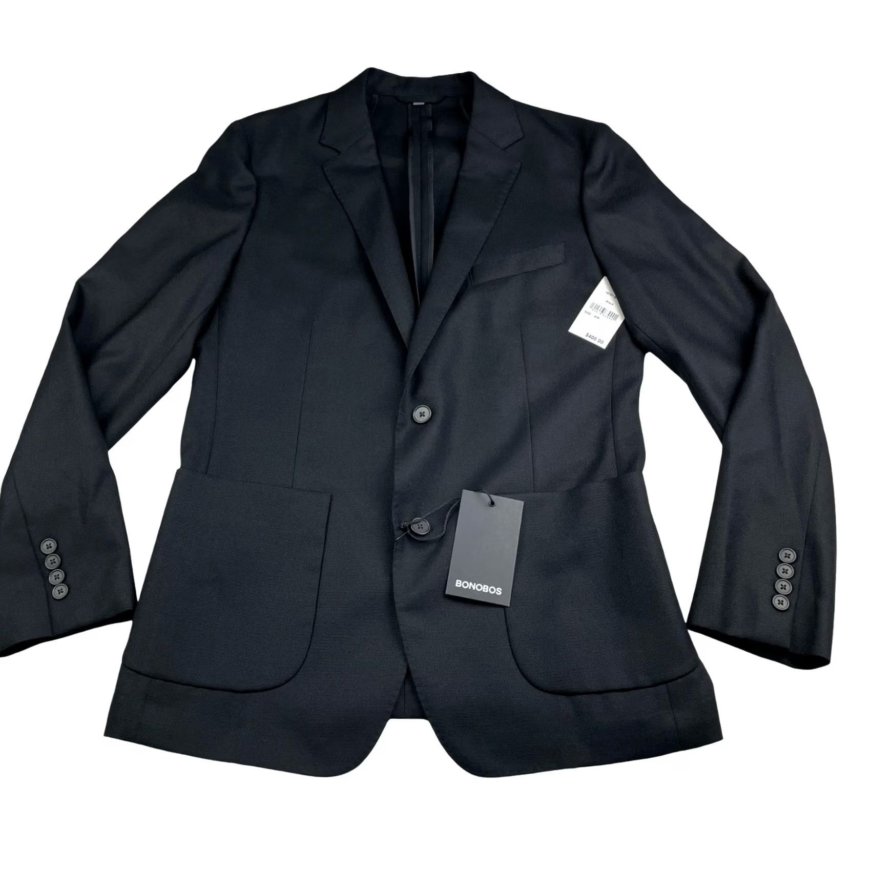 Bonobos VINTAGE? No. Bonobos Blazer Men 40R Slim Wool Black Two-Button Notch Lapel 40R Regular Jacket Coat Business Men’s Two Button Blazer Dam? Size 40R - 3 Thumbnail