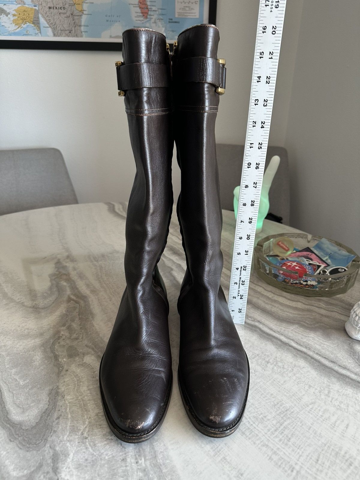 Burberry Burberry High Leather Buckle Riding Boots in Dark Brown Size US 11 / IT 41 - 5 Thumbnail
