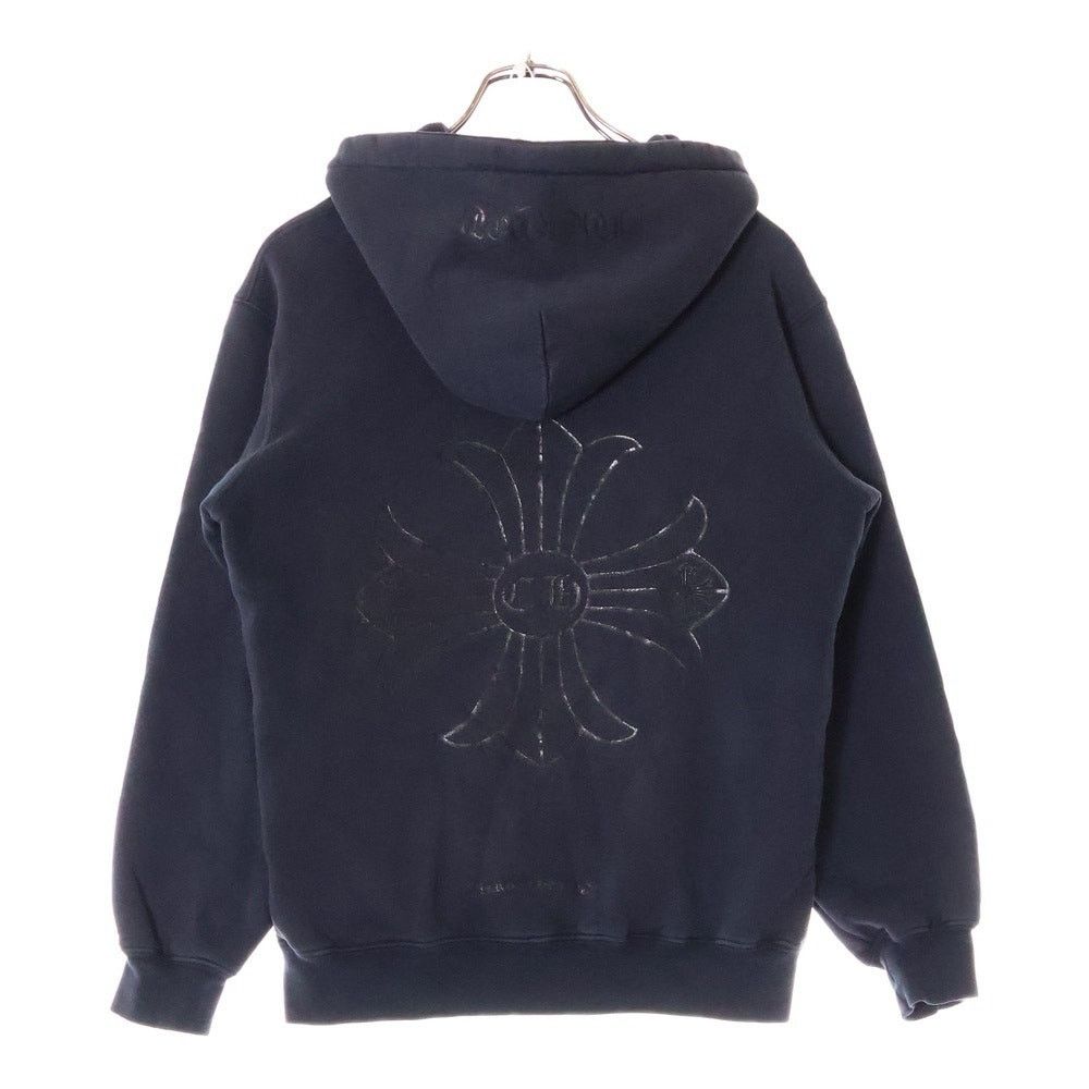 トップス CHROME HEARTS HOODIE NAVY Chrome Hearts Navy & Red Triple Cross Patch Zip Up Hoodie