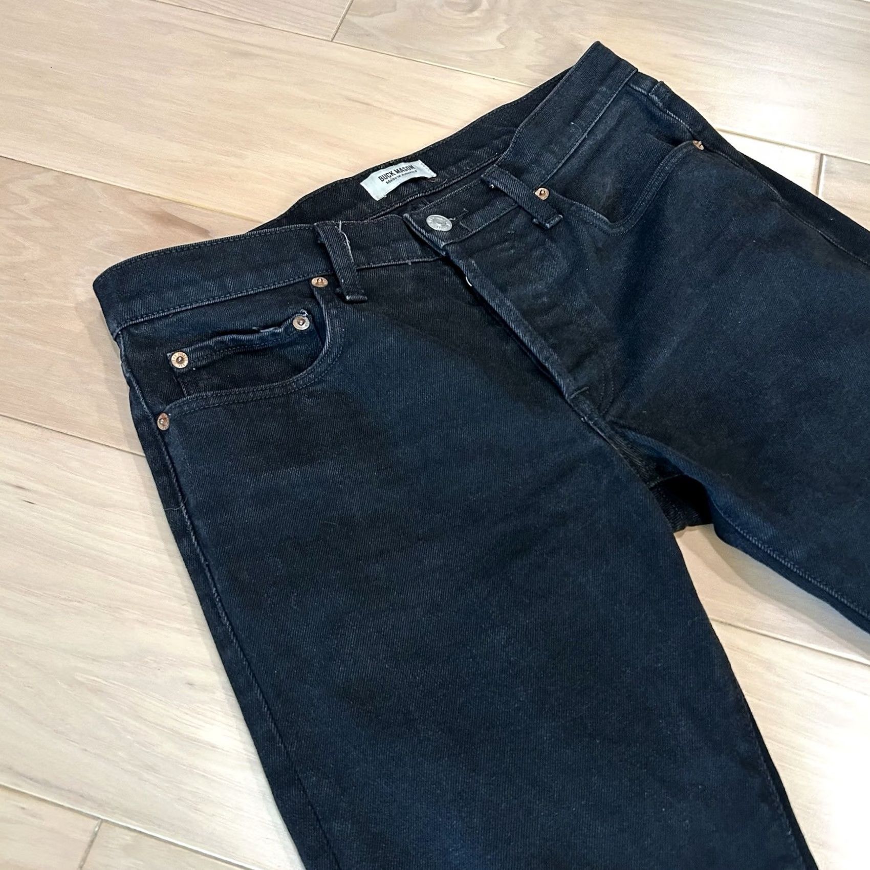 Buck Mason Buck Mason Slim-Fit Denim Black Jeans 31x27 Men’s Slim Straight Pocket 5-Pocket USA Designer 31in Dark Wash Black Size US 31 - 2 Thumbnail