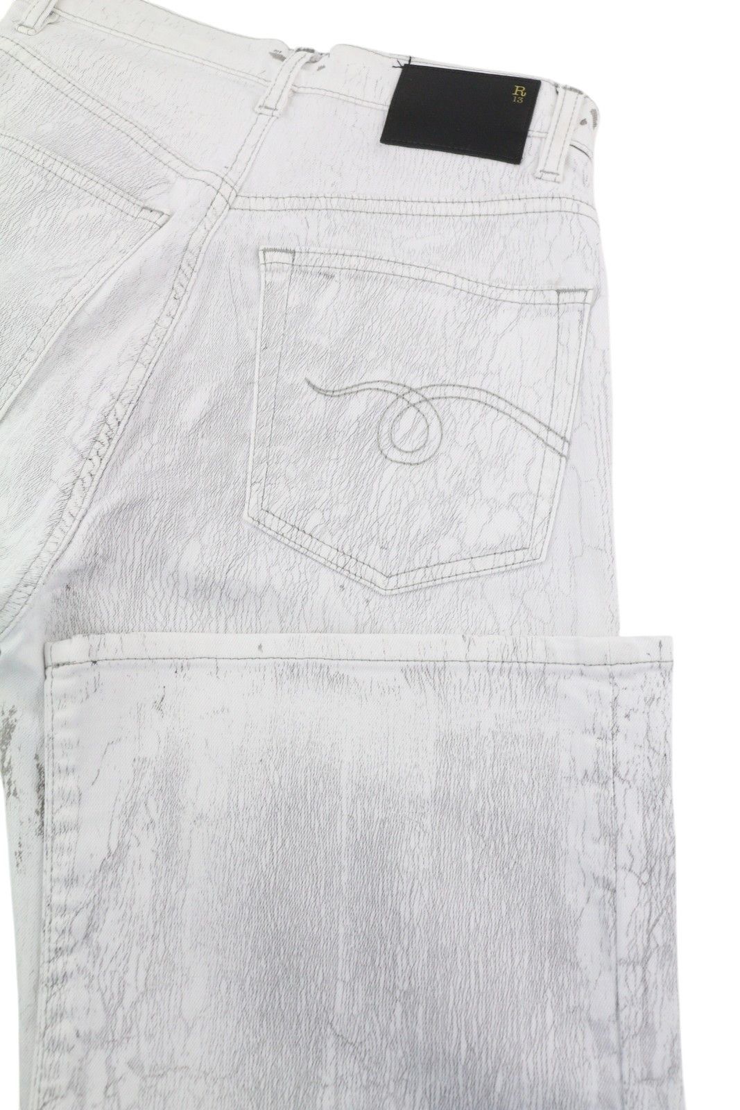 R13 JANE 26 Crackled Grey Slim Straight Stretch Long 85787 Size 26" / US 2 / IT 38 - 6 Thumbnail