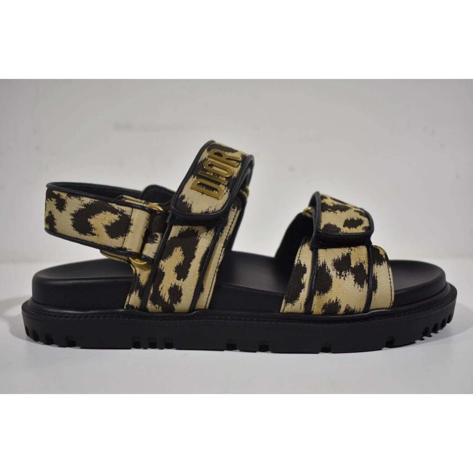 Dior Christian Dior Act Dway Black Gold Leopard Shiny Logo Strap Size US 5.5 / IT 35.5 - 2 Thumbnail