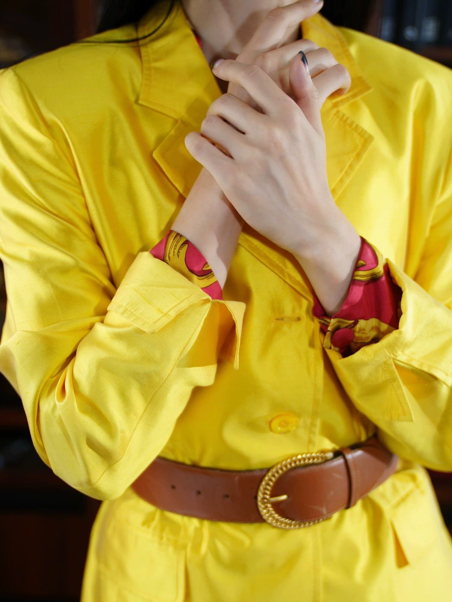 Escada Escada Vintage Yellow Silk Blazer Size S / US 4 / IT 40 - 7 Thumbnail