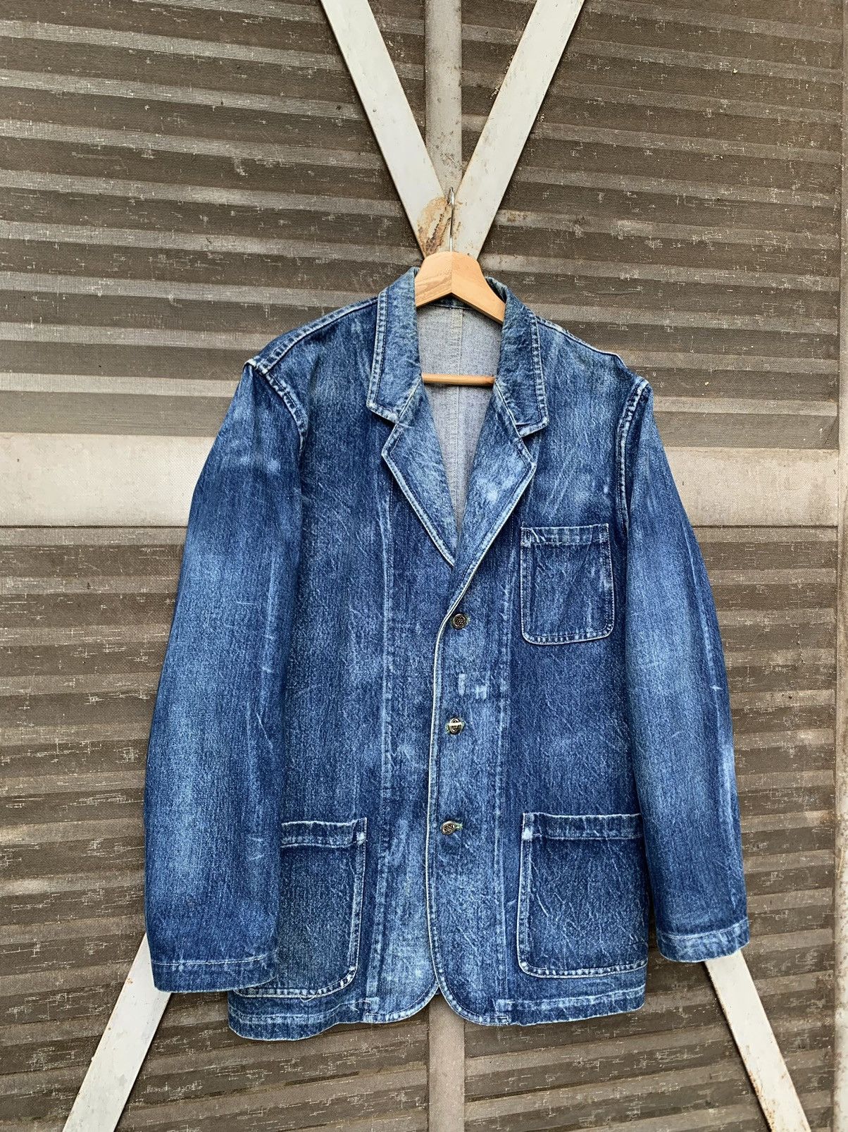 Yohji Yamamoto 👹VINTAGE YOHJI YAMAMOTO DENIM BLAZER JACKET Size US M / EU 48-50 / 2 - 13 Thumbnail