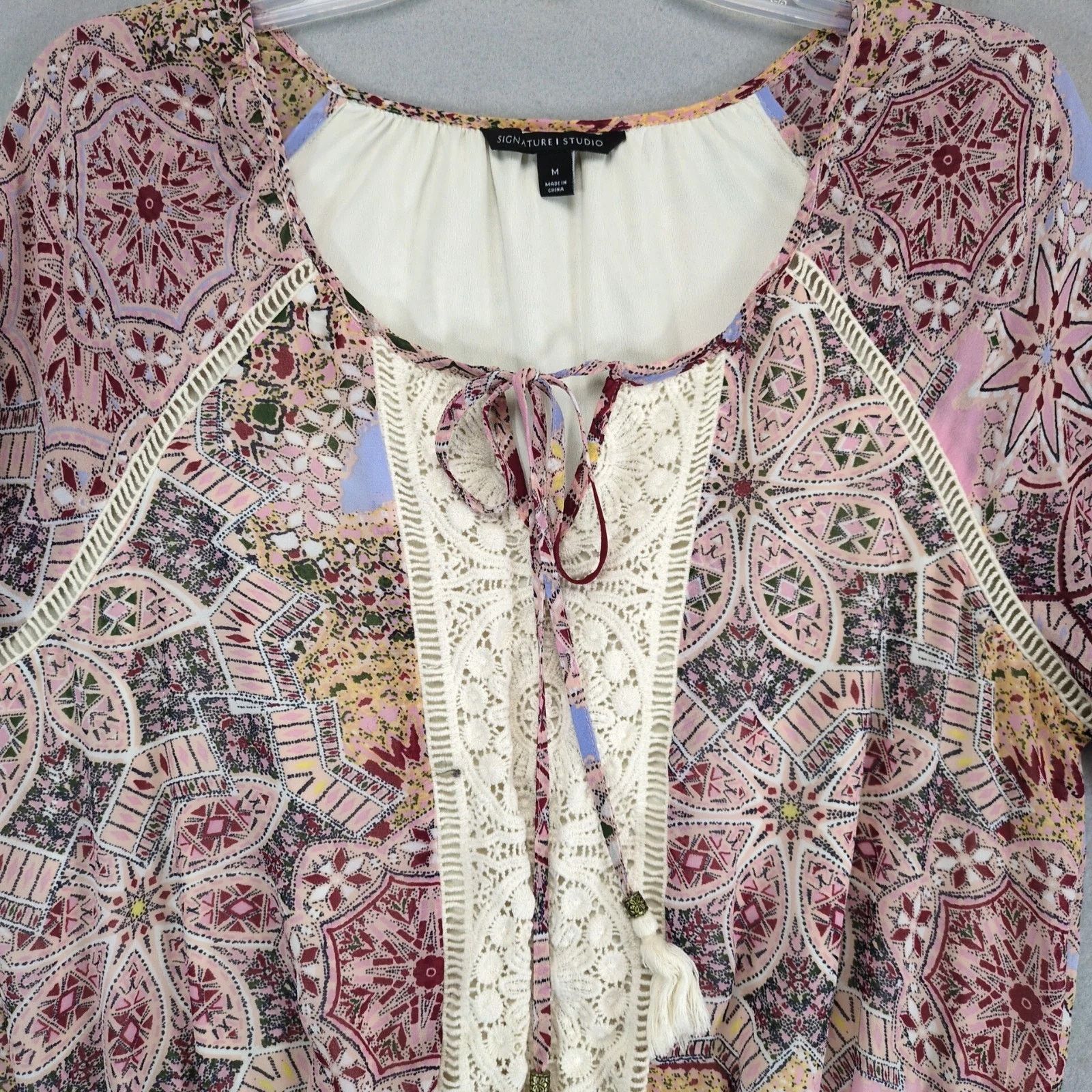 Other Signature Studio Crochet Tassel Pink Floral Boho Dress Sz M Size M / US 6-8 / IT 42-44 - 10 Thumbnail
