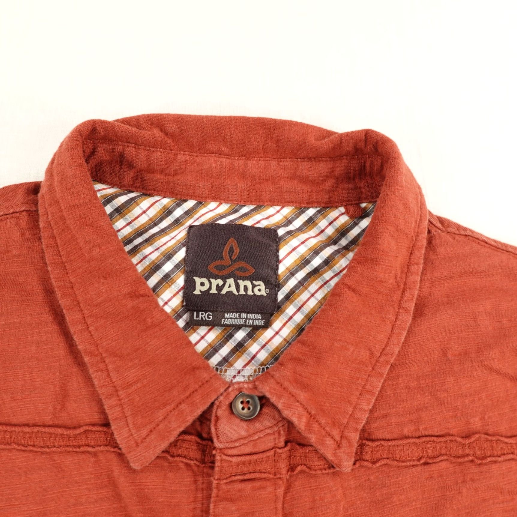 Prana VINTAGE PrAna Shirt Mens Large Orange Button Up Organic Cotton Camp Trail Hiking Outdoor Size US L / EU 52-54 / 3 - 2 Thumbnail