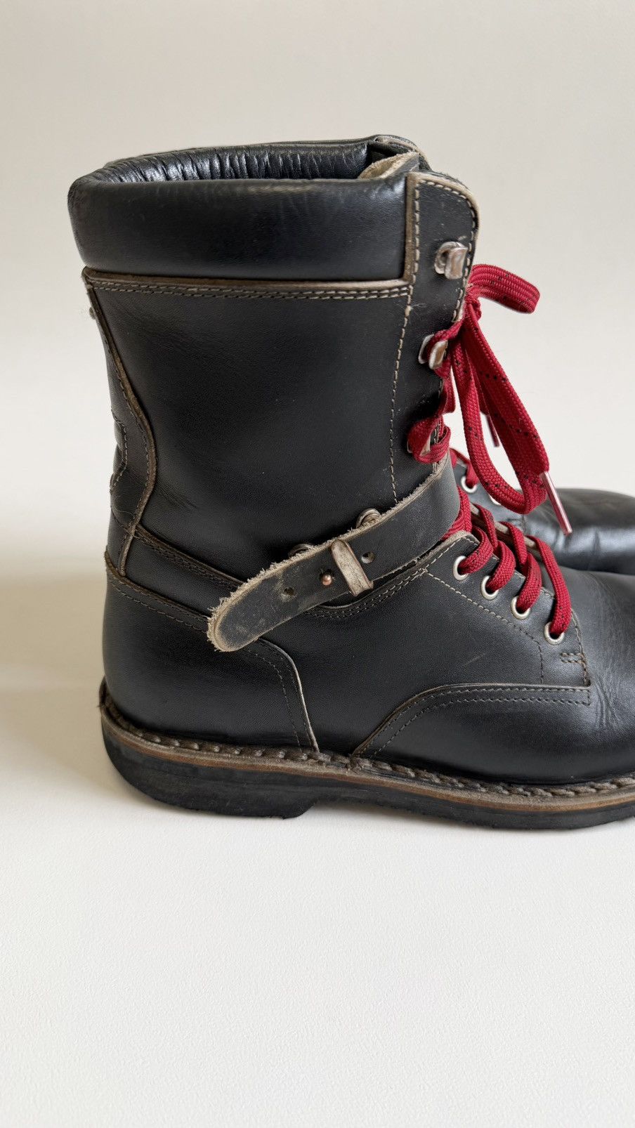 Maison Margiela Distressed Black Leather Combat Boots Size US 11 / EU 44 - 12 Thumbnail