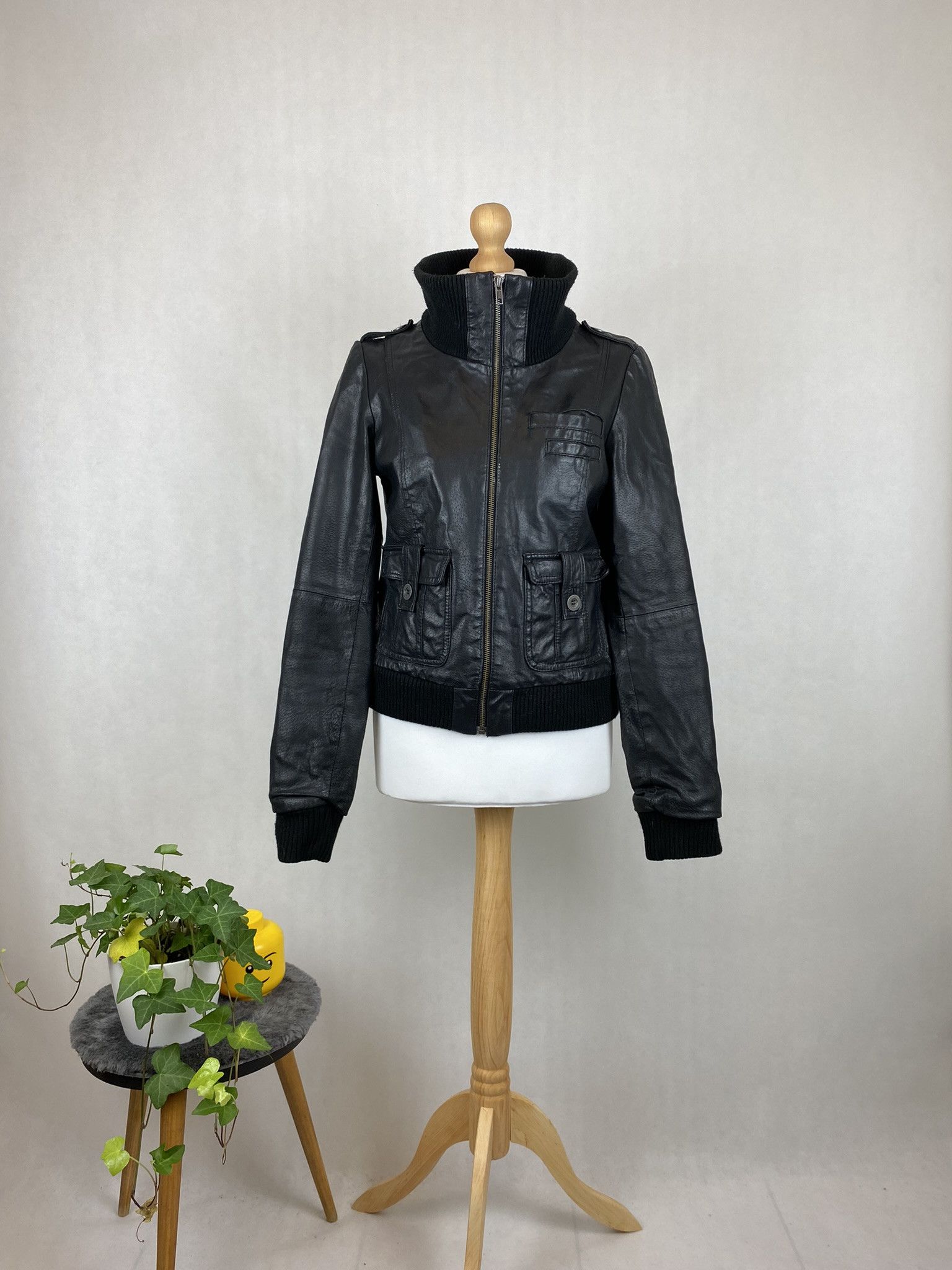 Genuine Leather × Vintage real leather jacket vintage vera pelle big collar Size L / US 10 / IT 46 - 1 Thumbnail