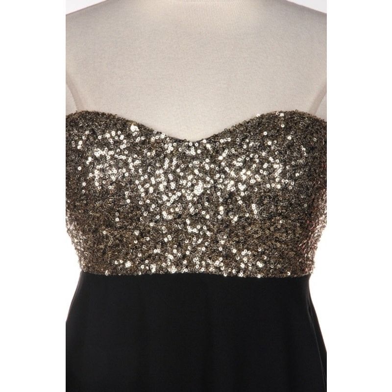 Other NEW Black Gold Sequin Strapless Sweetheart Fit Flare Dress M Size M / US 6-8 / IT 42-44 - 2 Thumbnail