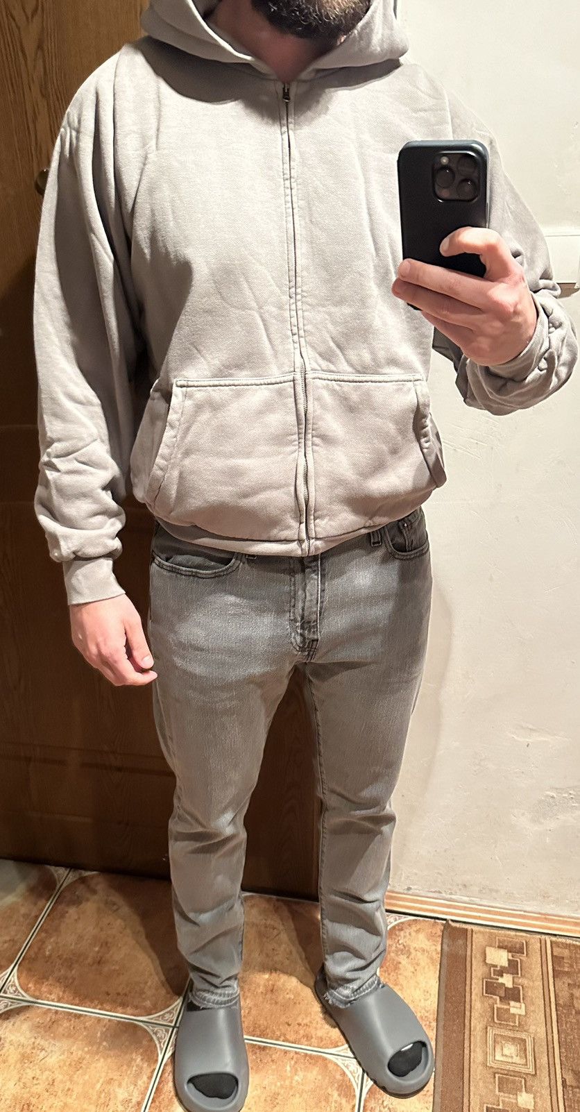 image of Yeezy Gap Unreleased Zip Up Hoodie Sand Grey M, Men's (Size Medium)