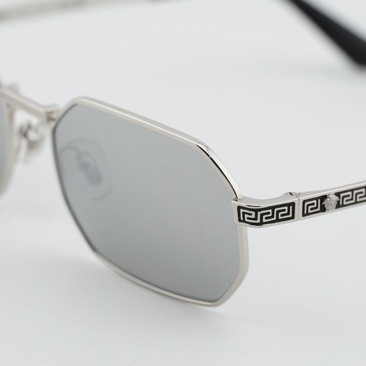 Versace Versace VE2297 1000/6G Sunglasses Silver Rectangle Frame Size ONE SIZE - 8 Thumbnail