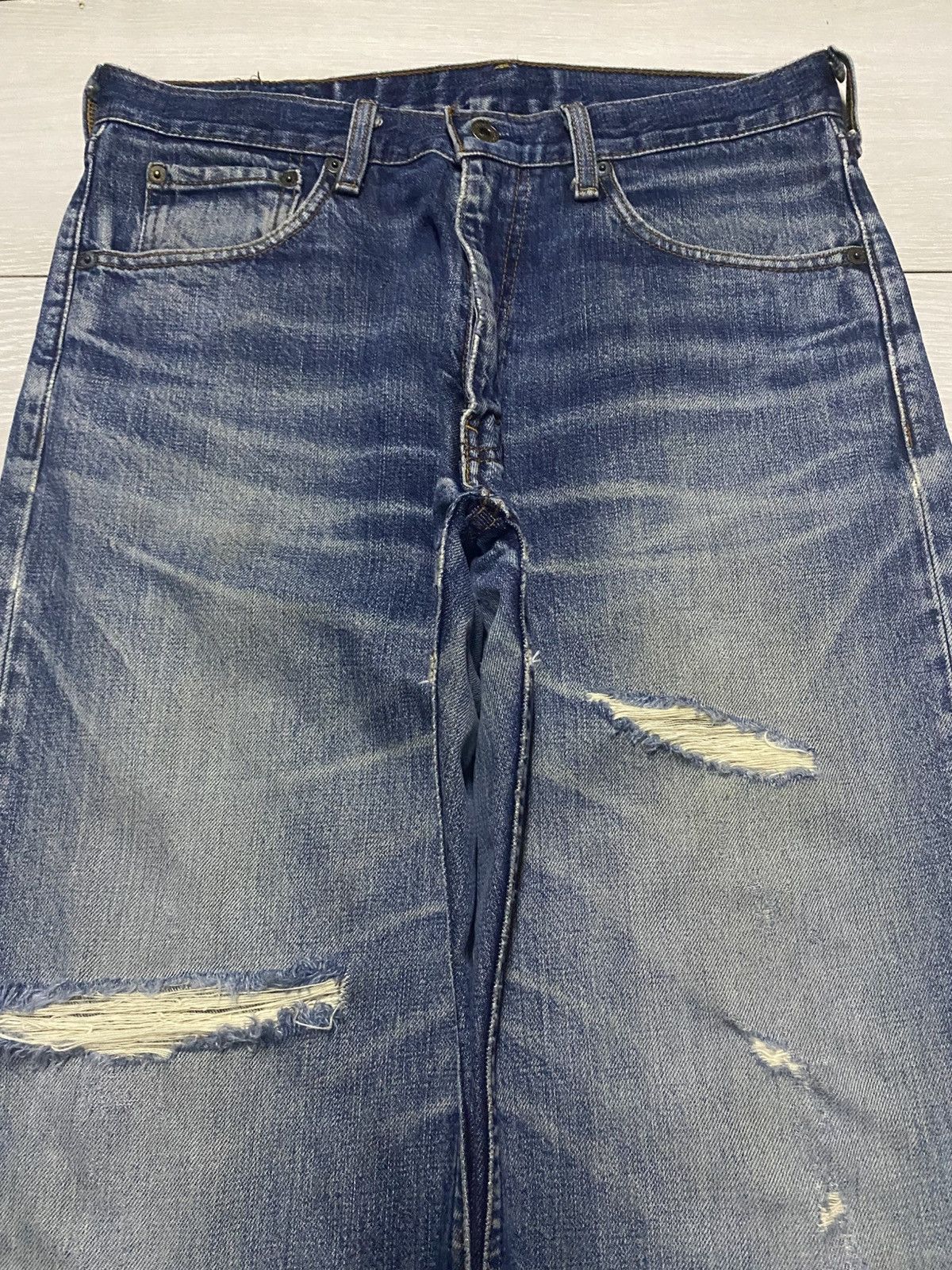 Levi's Vintage Levis 503 Button J09 Distressed Wide Leg Baggy Jeans Size US 31 - 3 Thumbnail
