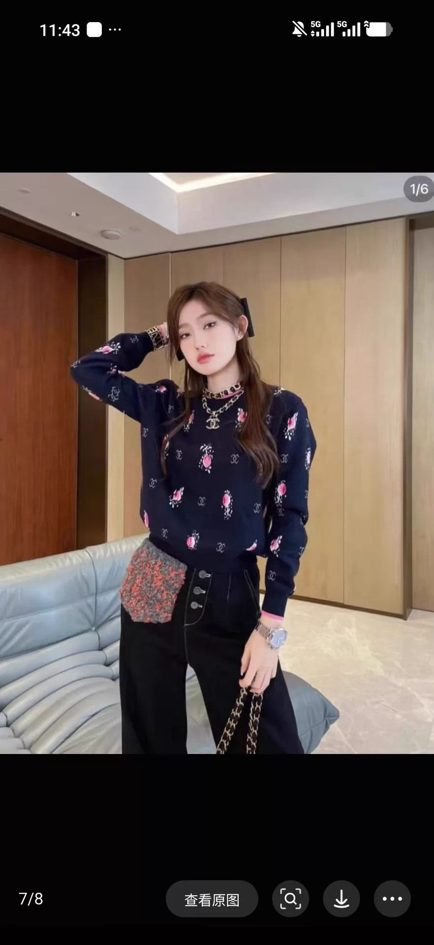 Chanel Chanel 22K Navy Blue Floral Sweater Women's Size 34 99 Size XS / US 0-2 / IT 36-38 - 5 Thumbnail