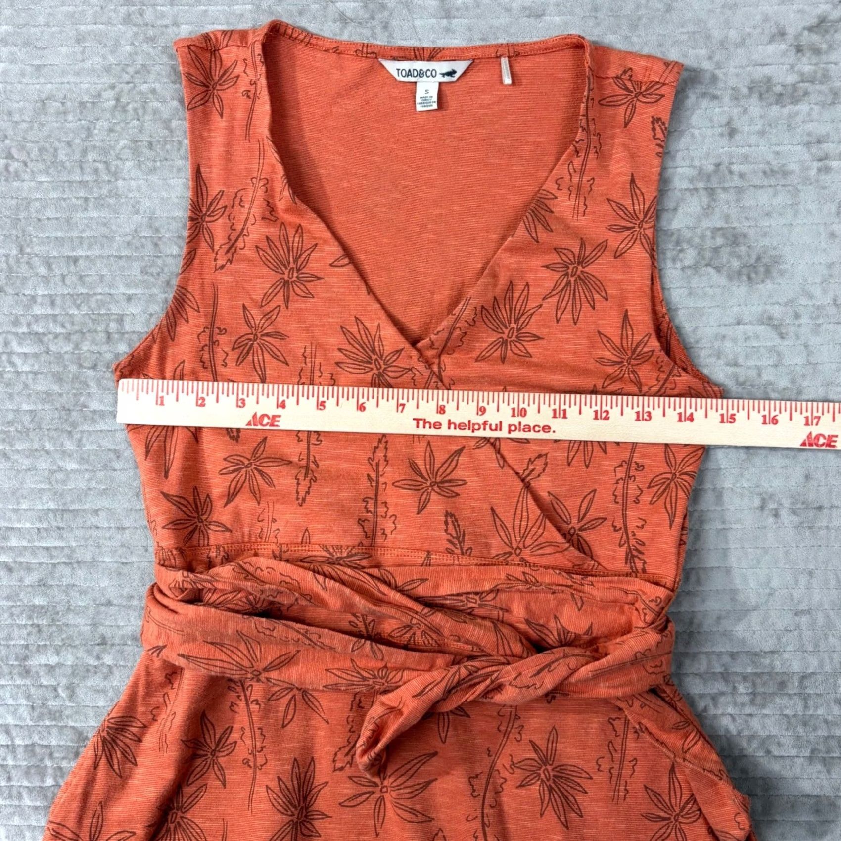 Toad&Co Toad&Co Womens Cue Sleeveless Dress Orange Floral Print Tie Waist S T1772801 Dress Size S / US 4 / IT 40 - 2 Thumbnail