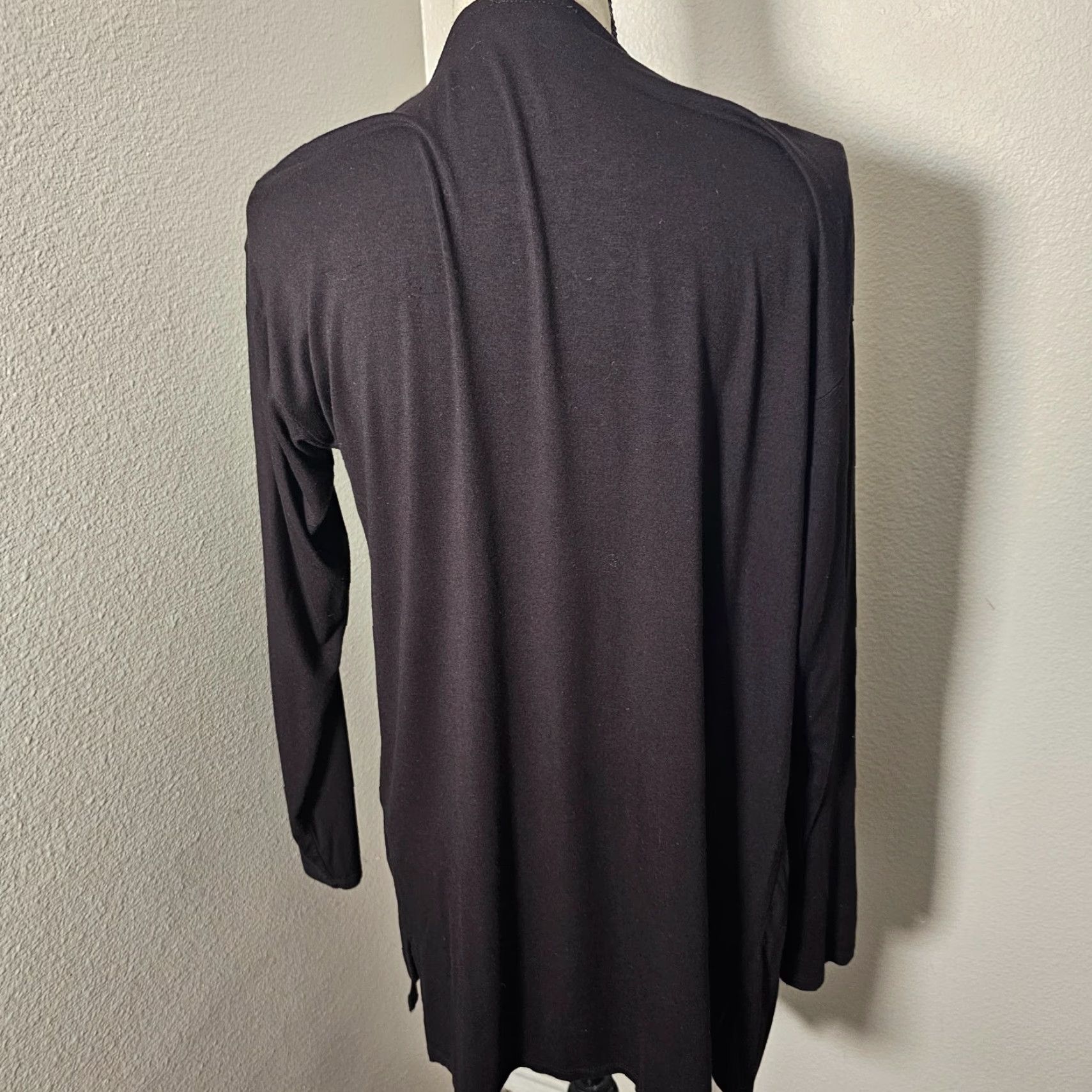 Vince Camuto VINCENT CAMUTO Black Cardigan Sweater Women’s L Open Front Long Sleeve Rayon Knit Size L / US 10 / IT 46 - 3 Thumbnail