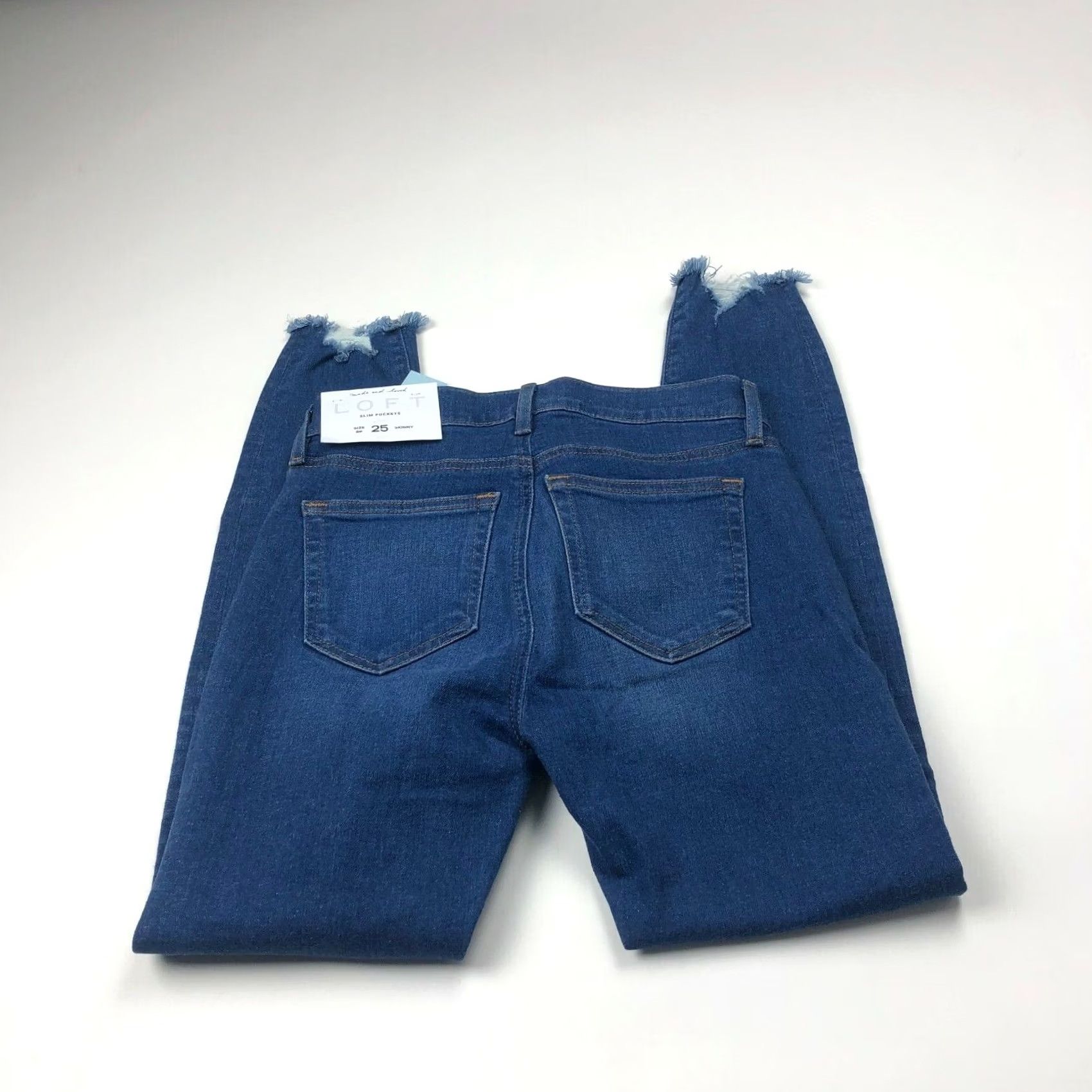Ann Taylor LOFT Ann Taylor Skinny 25 Tag (Actual 26W 25L) NEW Frayed Stretch Jeans Size 26" / US 2 / IT 38 - 2 Thumbnail
