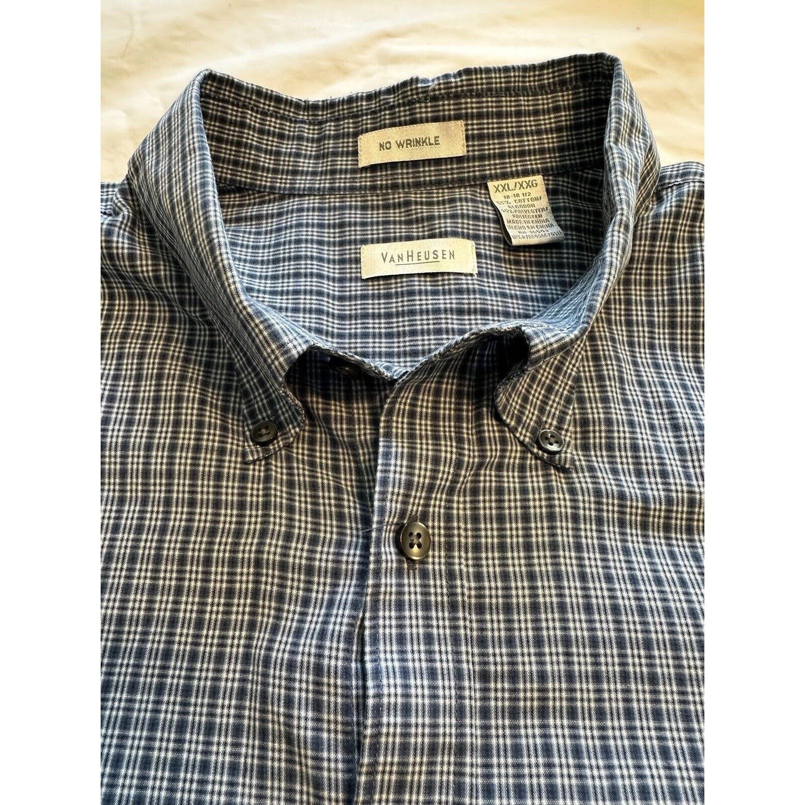 Van Heusen Van Heusen Button Shirt NoWrinkle Blue/Black/White Check XXL Size US XXL / EU 58 / 5 - 6 Thumbnail