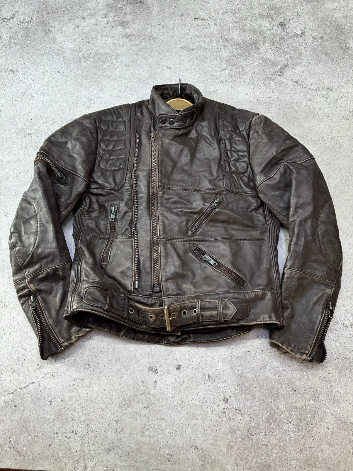 Japanese Brand Vintage 90s Stone Leather Multi-Zip Racing Jacket Size US M / EU 48-50 / 2 - 2 Thumbnail