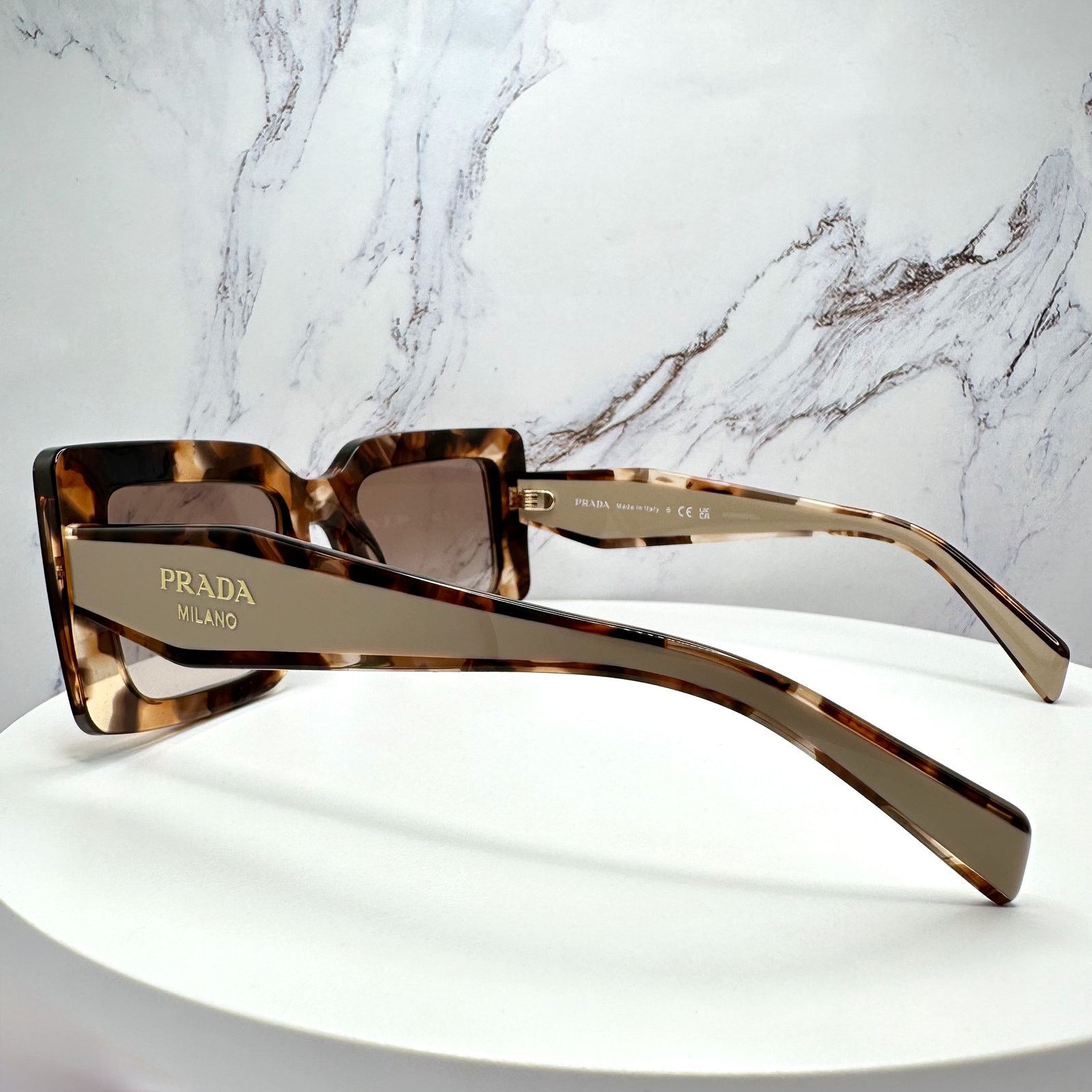 Prada New PRADA Sunglasses Brown Beige Caramel Gold Symbole Size ONE SIZE - 15 Thumbnail