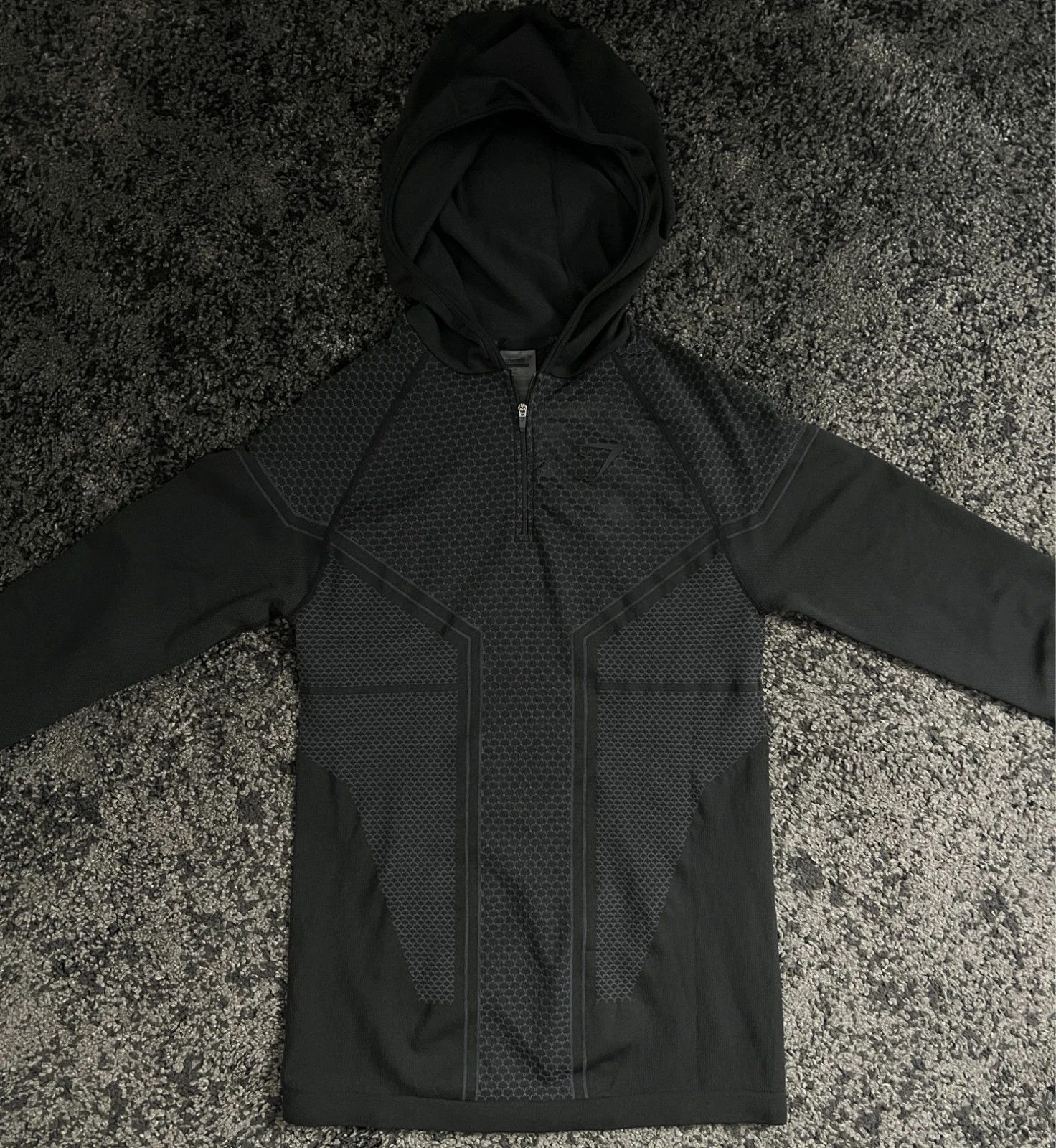 トップス  onyx v3 hoodie Rare Gymshark Gymshark Onyx V3 Compression Hoodie Black Onyx ✓DAVID