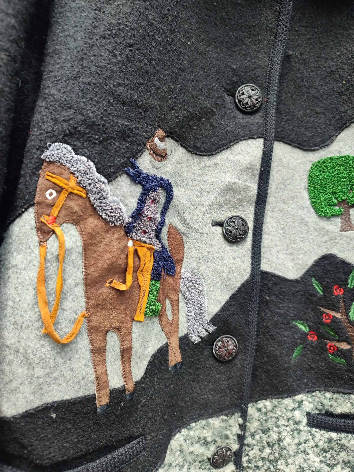 Designer × Vintage Vintage Charming Korea Wool Jacket – Horse Rider Appliqué Size M / US 6-8 / IT 42-44 - 6 Thumbnail