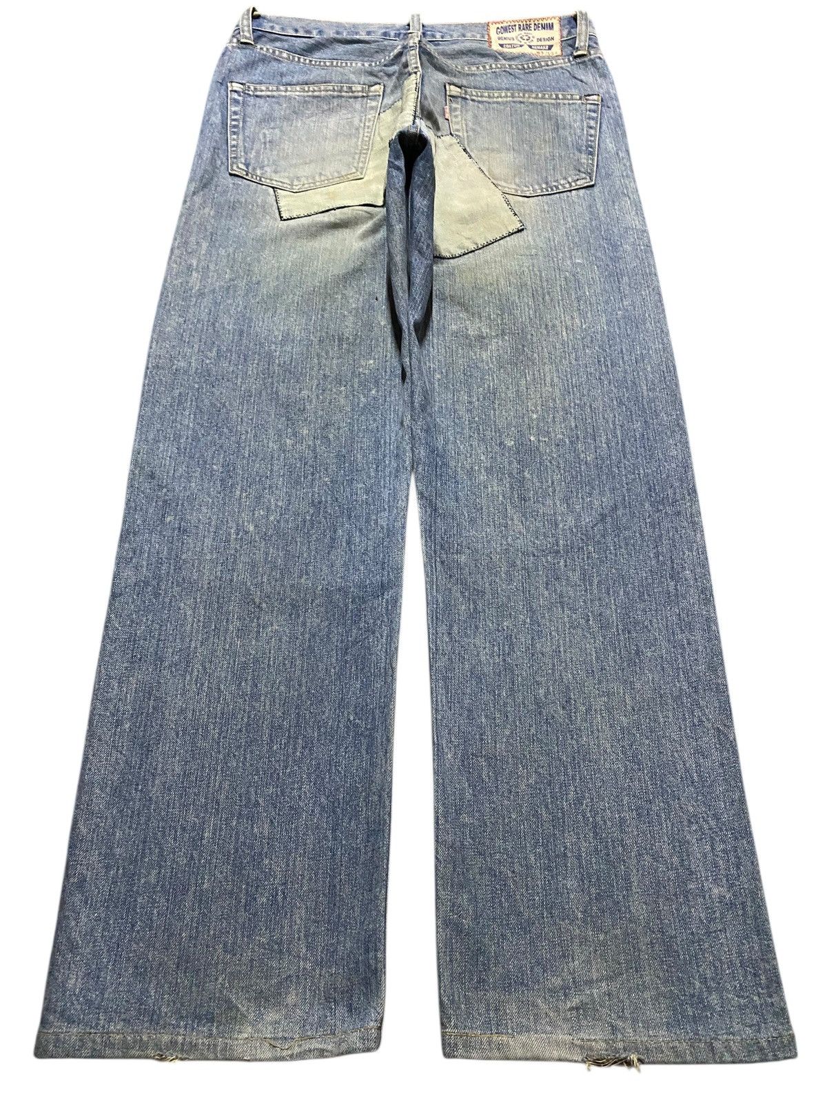 GOA Vintage Japanese Brand Gowest Rare Denim Pacthes Baggy Jeans Size US 33 - 2 Thumbnail