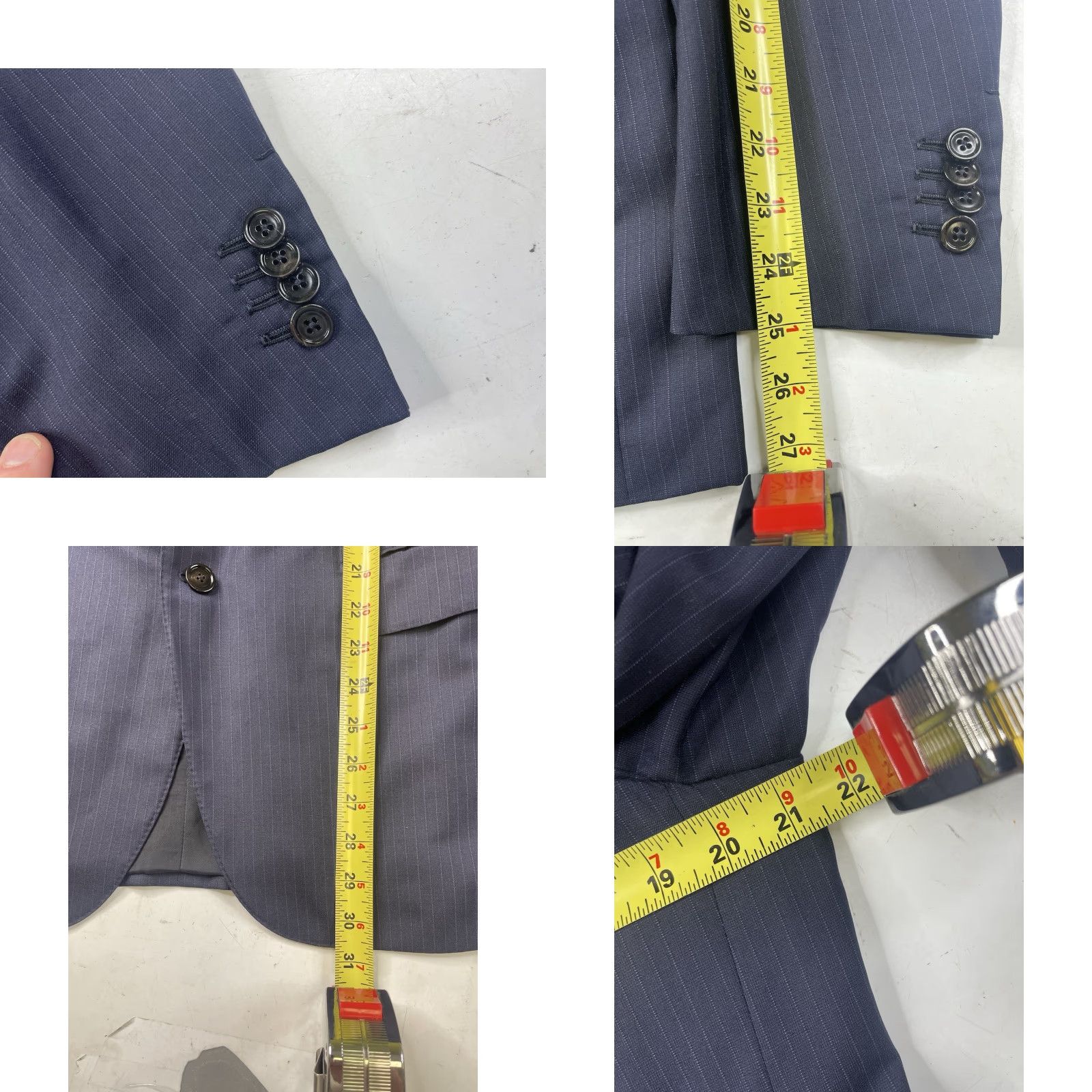 Ermenegildo Zegna Ermenegildo Zegna Blazer Wool Silk Navy Pinstripe 42R EU/42R US Two-Button Notch Lapel Double-Vented Regular Men Single-Breasted Linen? Size 42R - 8 Thumbnail
