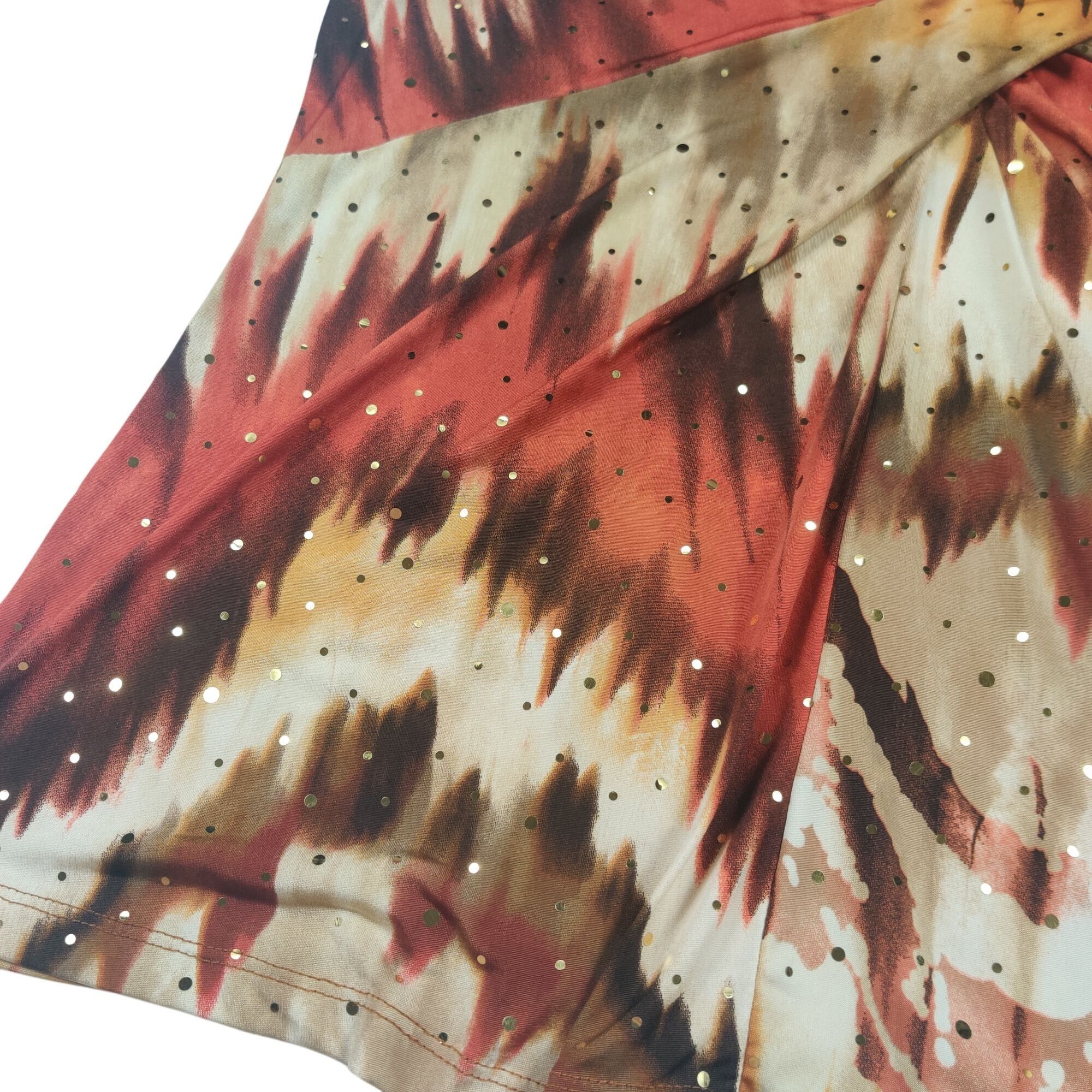 Other Dressbarn Embellished Blouse M Brown Red Criss Cross Abstrac Size M / US 6-8 / IT 42-44 - 4 Thumbnail