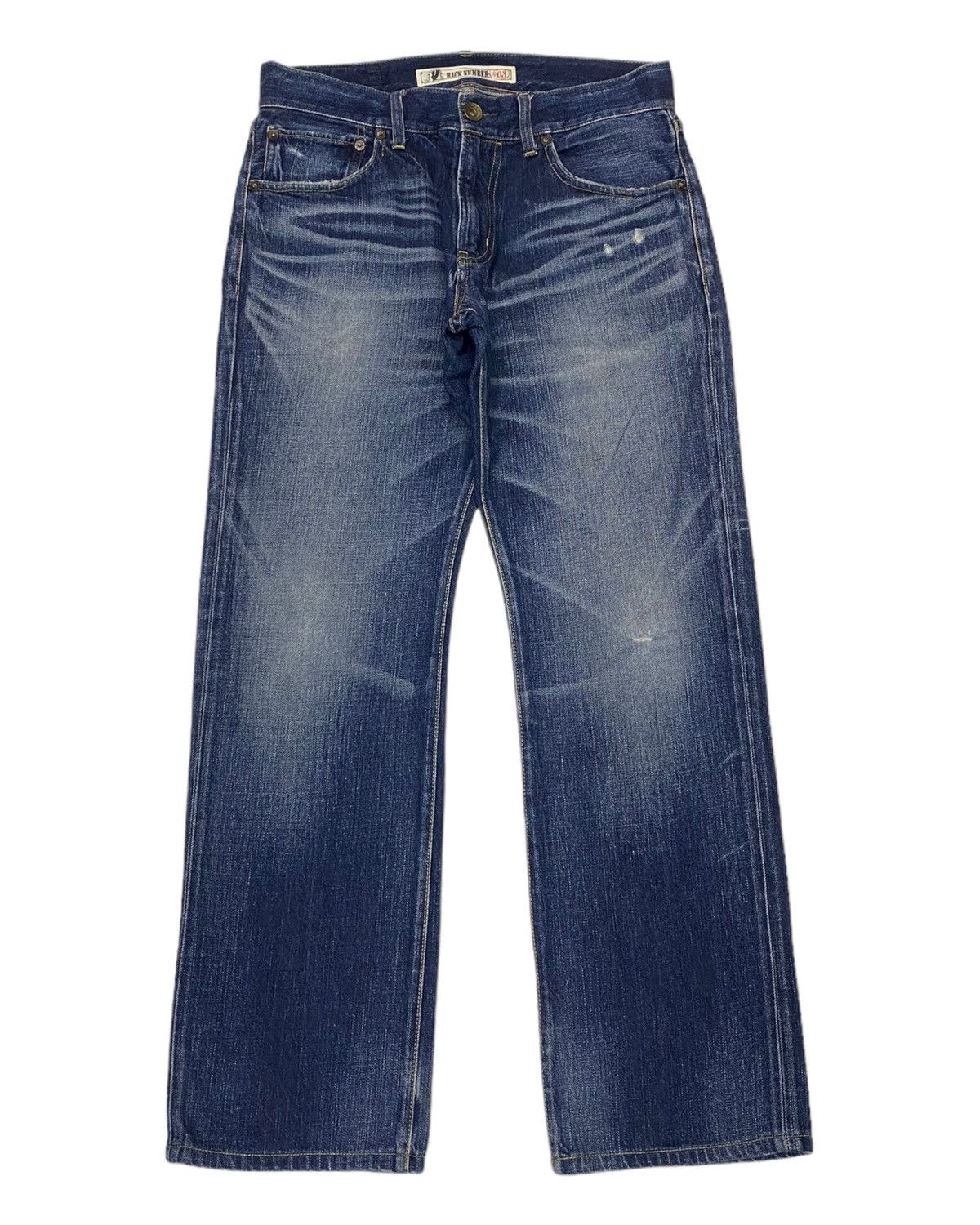 Hysteric Glamour × Japanese Brand VINTAGE BACK NUMBER BAGGY DISTRESSED DENIM JEANS Size US 31 - 1 Thumbnail