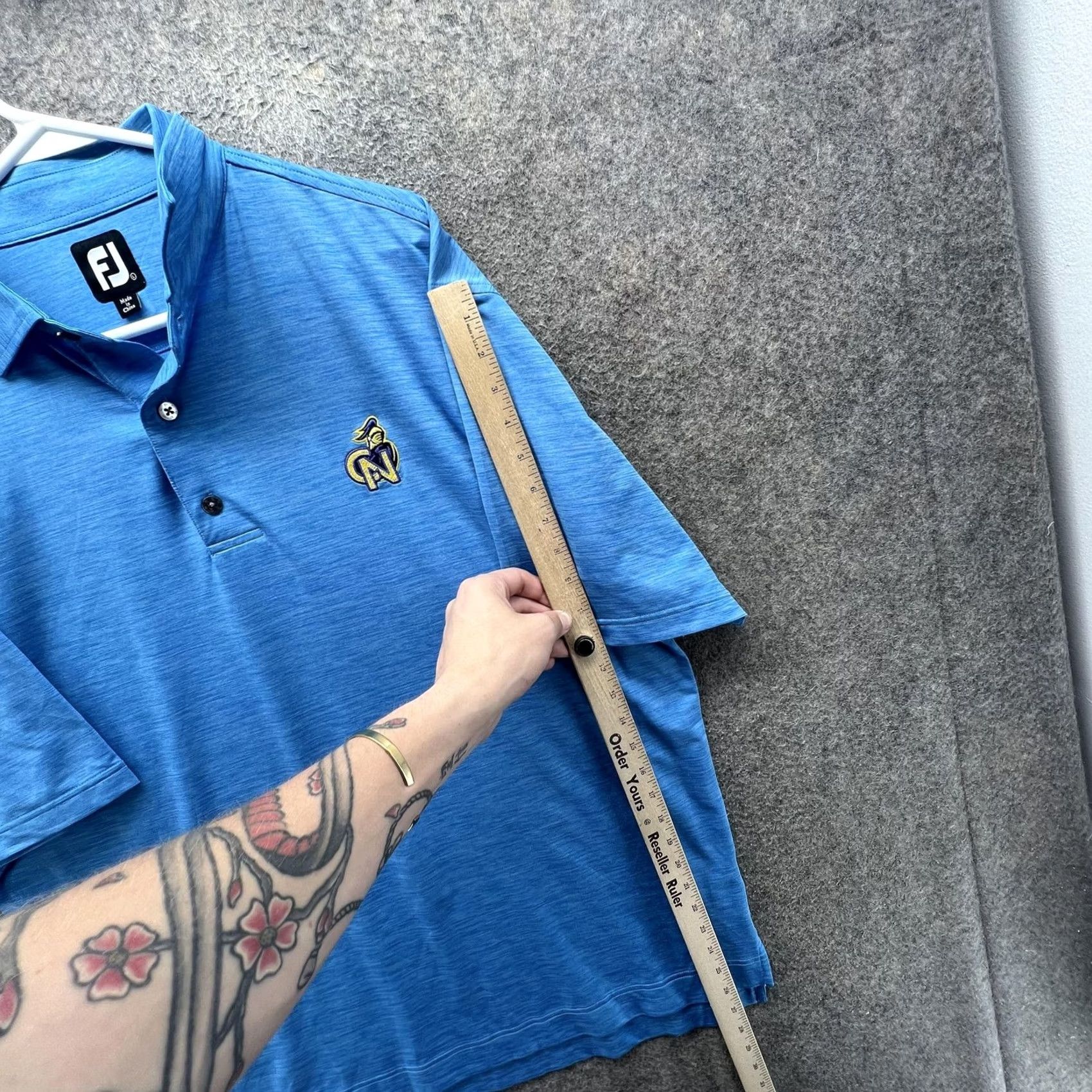 Footjoy FootJoy Polo Shirt Mens Large Blue Solid N Logo Golf Stretch Performance Shirts Polo Shirt Activewear Summer Men XL-? Size US L / EU 52-54 / 3 - 3 Thumbnail