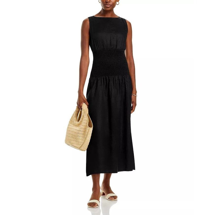FAITHFULL Faithfull the Brand Women Smocked Waist Midi Dress Size 6 Size M / US 6-8 / IT 42-44 - 2 Thumbnail
