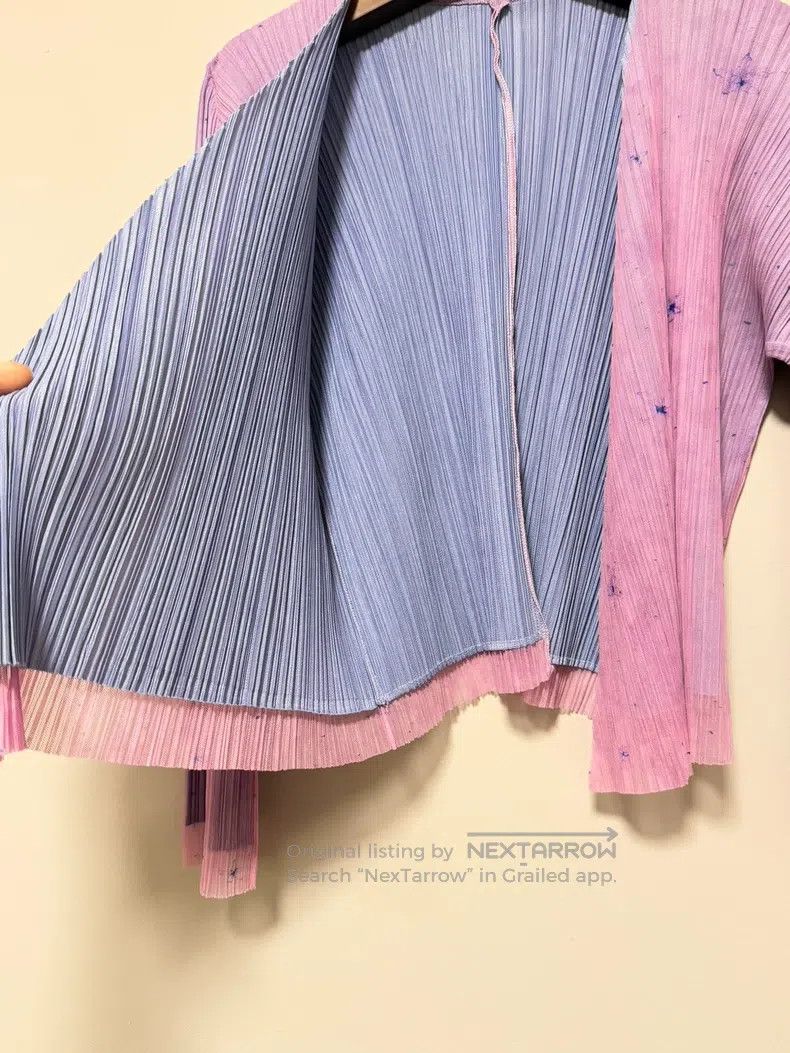 Issey Miyake Issey Miyake Double Layer Pink-purple Floral Cardigan Size L / US 10 / IT 46 - 4 Thumbnail
