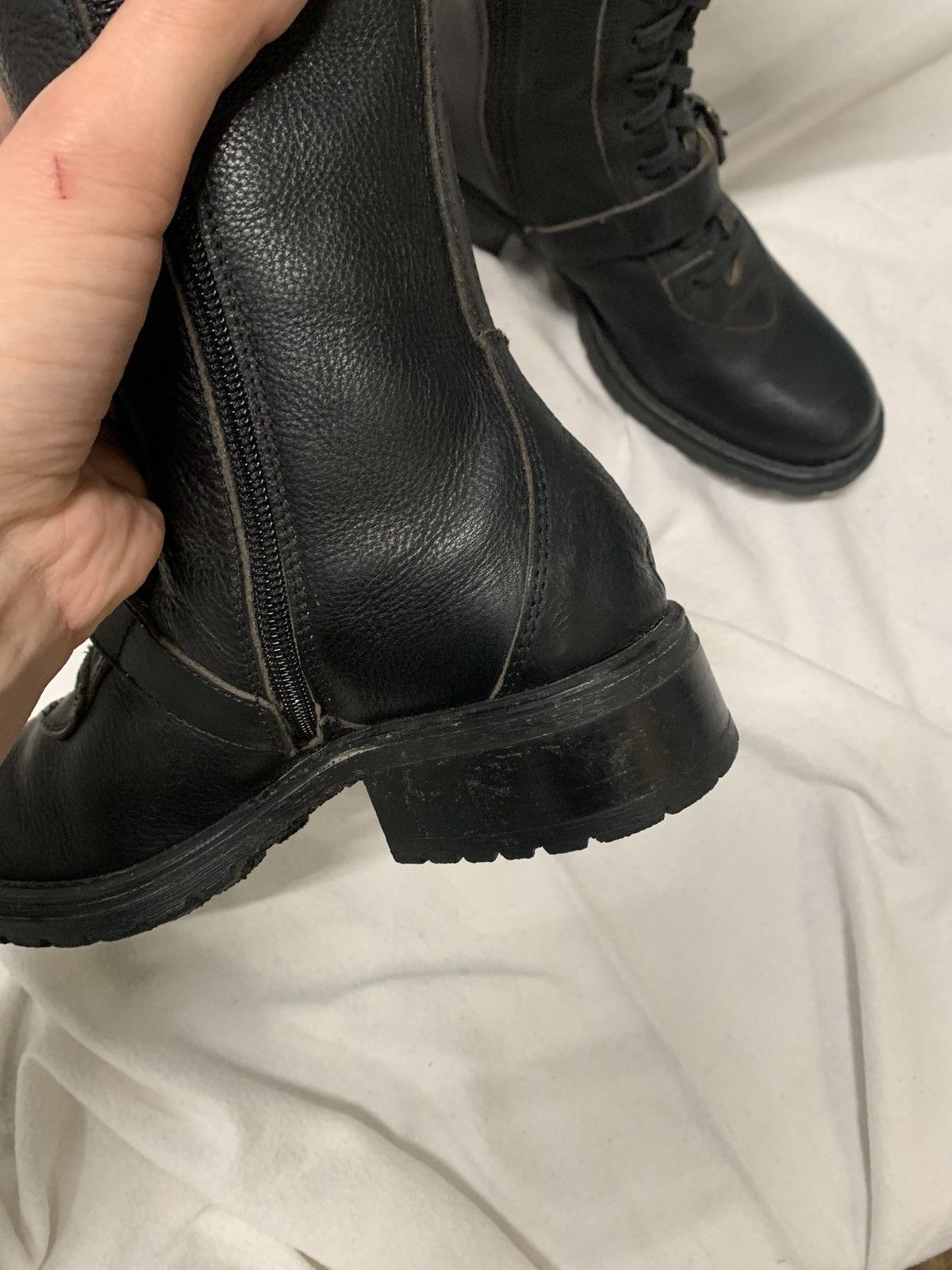 Japanese Brand × Vintage VINTAGE BUMPER HIGH LEATHER BOOTS FAUX FUR LACE UP Size US 7.5 / IT 37.5 - 7 Thumbnail