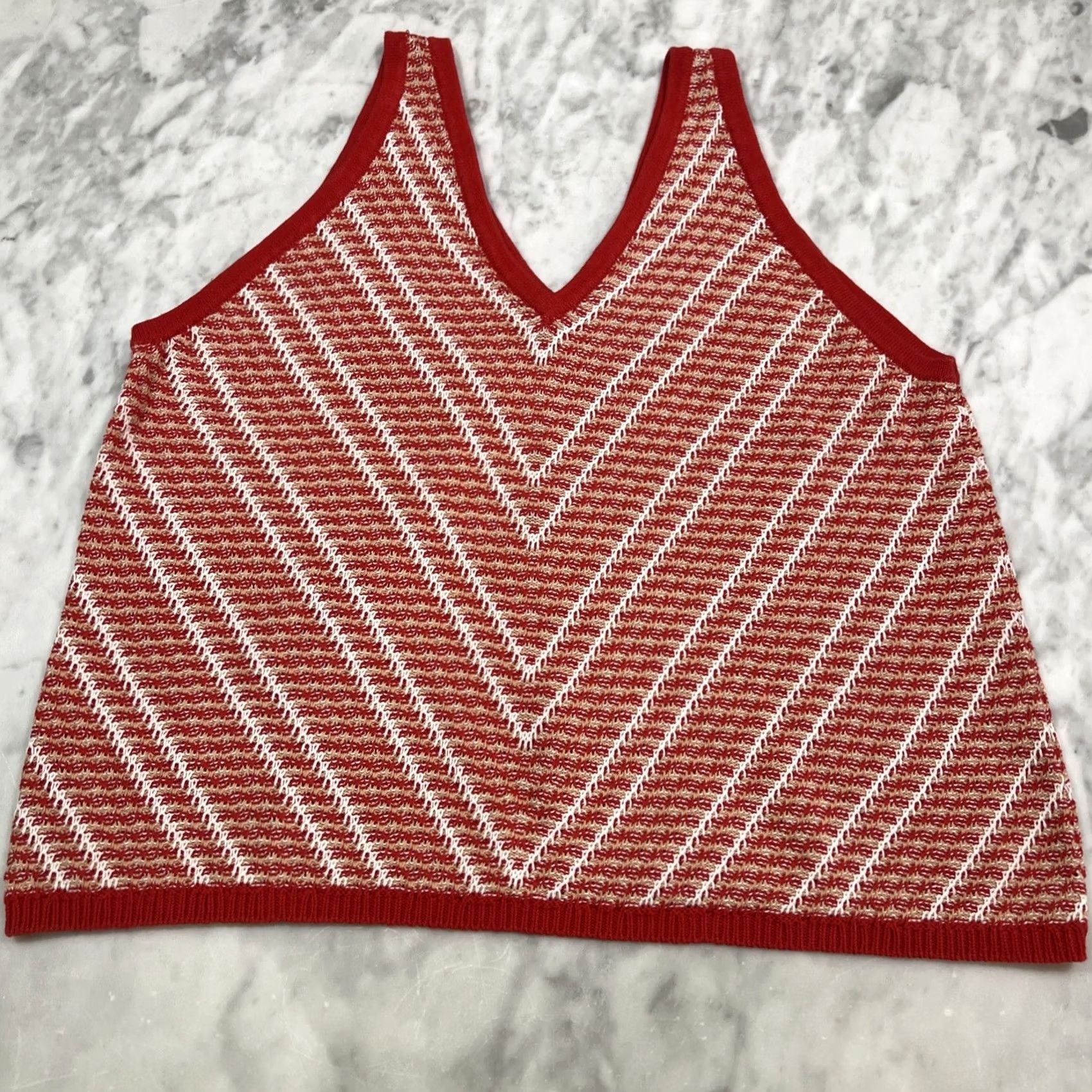 Wrangler Wrangler Western Tank Women Large V-Neck Loose Knit Sleeveless Chevron Pattern Multicolor Size L / US 10 / IT 46 - 2 Thumbnail