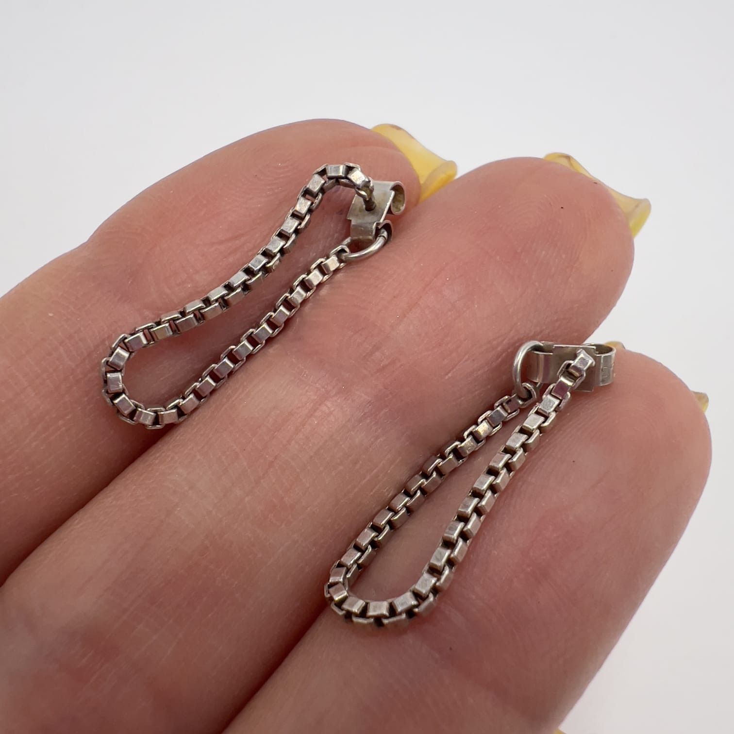 Sterling Silver Sterling Silver 925 Box Chain Drop Stud Earrings 2.3cm 1.38g Size ONE SIZE - 8 Thumbnail