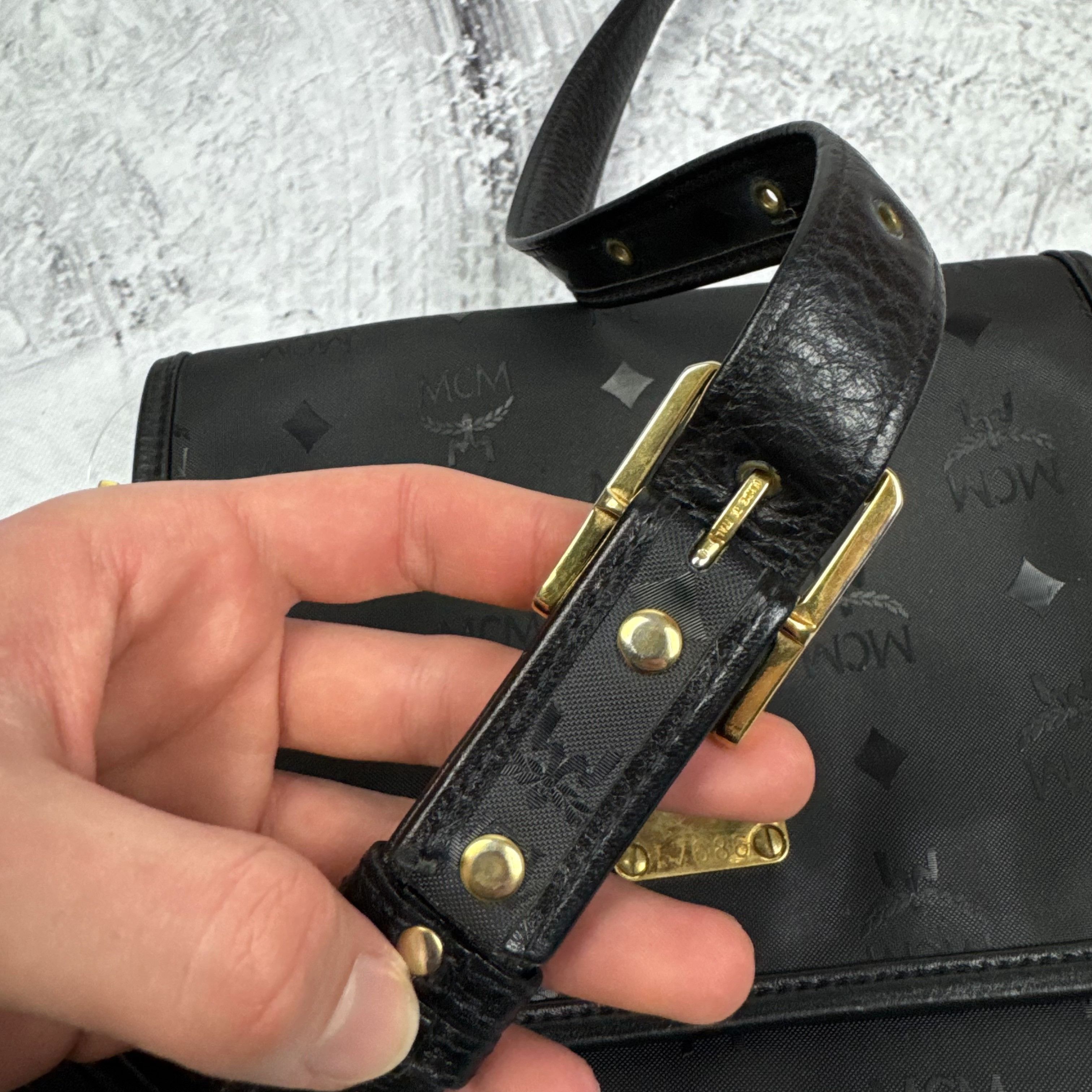 MCM MCM Munich Noir Visetos Adjustable Strap Crossbody Bag Size ONE SIZE - 15 Thumbnail