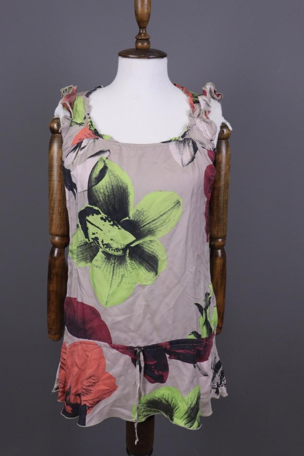 Designer Miss Sixty Gray Floral Sleeveless Summer Tunic Dress S Size S / US 4 / IT 40 - 1 Thumbnail