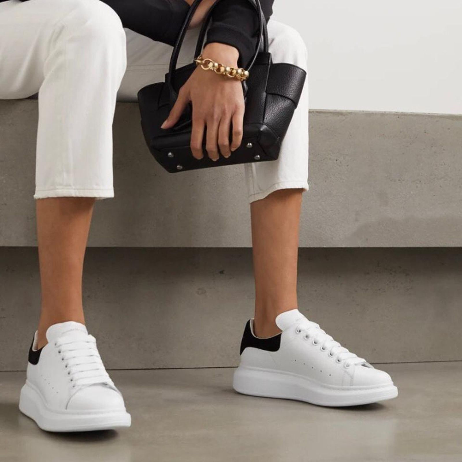 Alexander McQueen ALEXANDER MCQUEEN Oversized leather and suede sneakers 41.5 Size US 11.5 / IT 41.5 - 2 Thumbnail