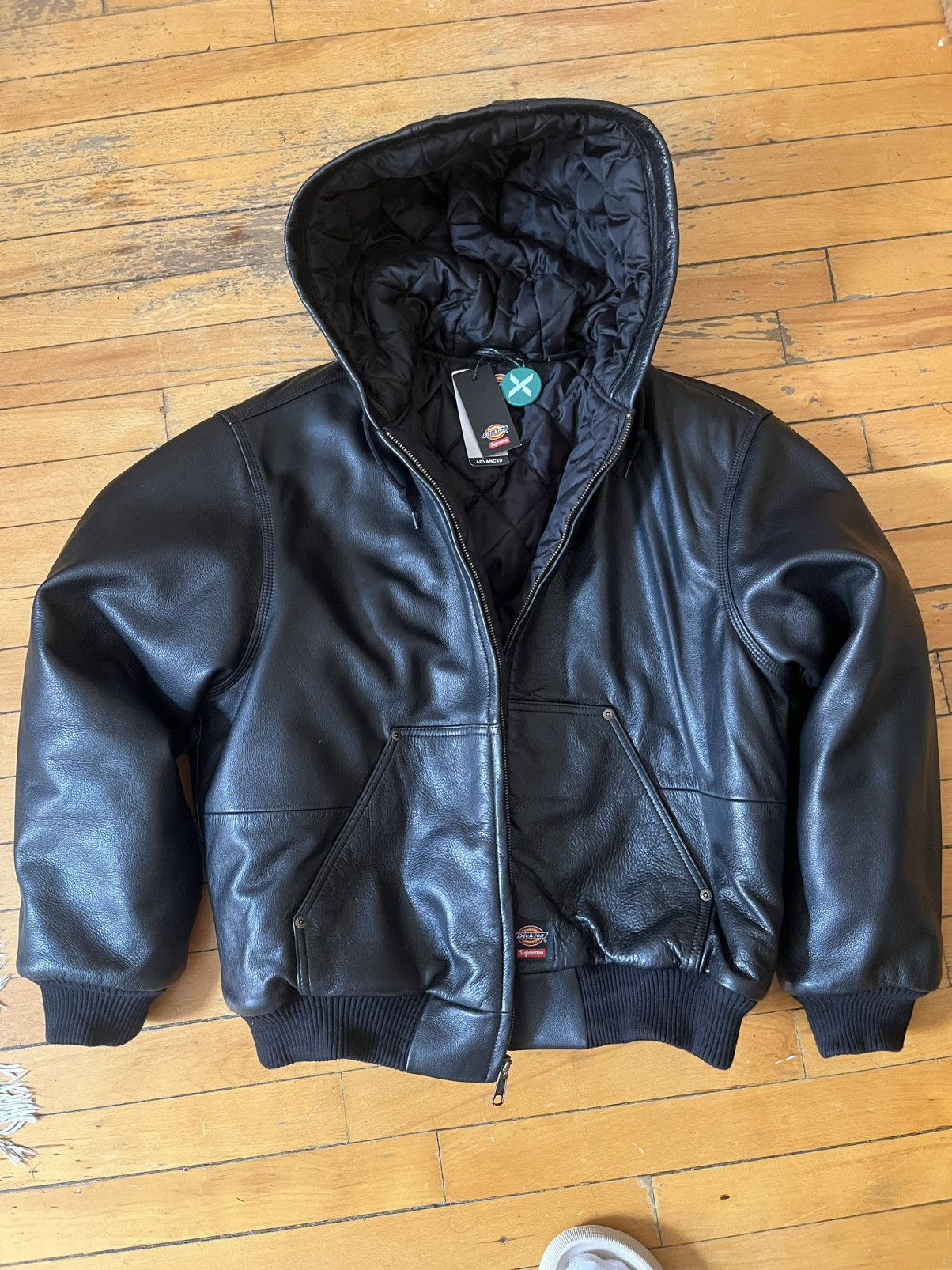 ジャケット・アウター Dickies Hooded Leather Work Jacket Supreme x Dickies Hooded Leather Work Jacket Black