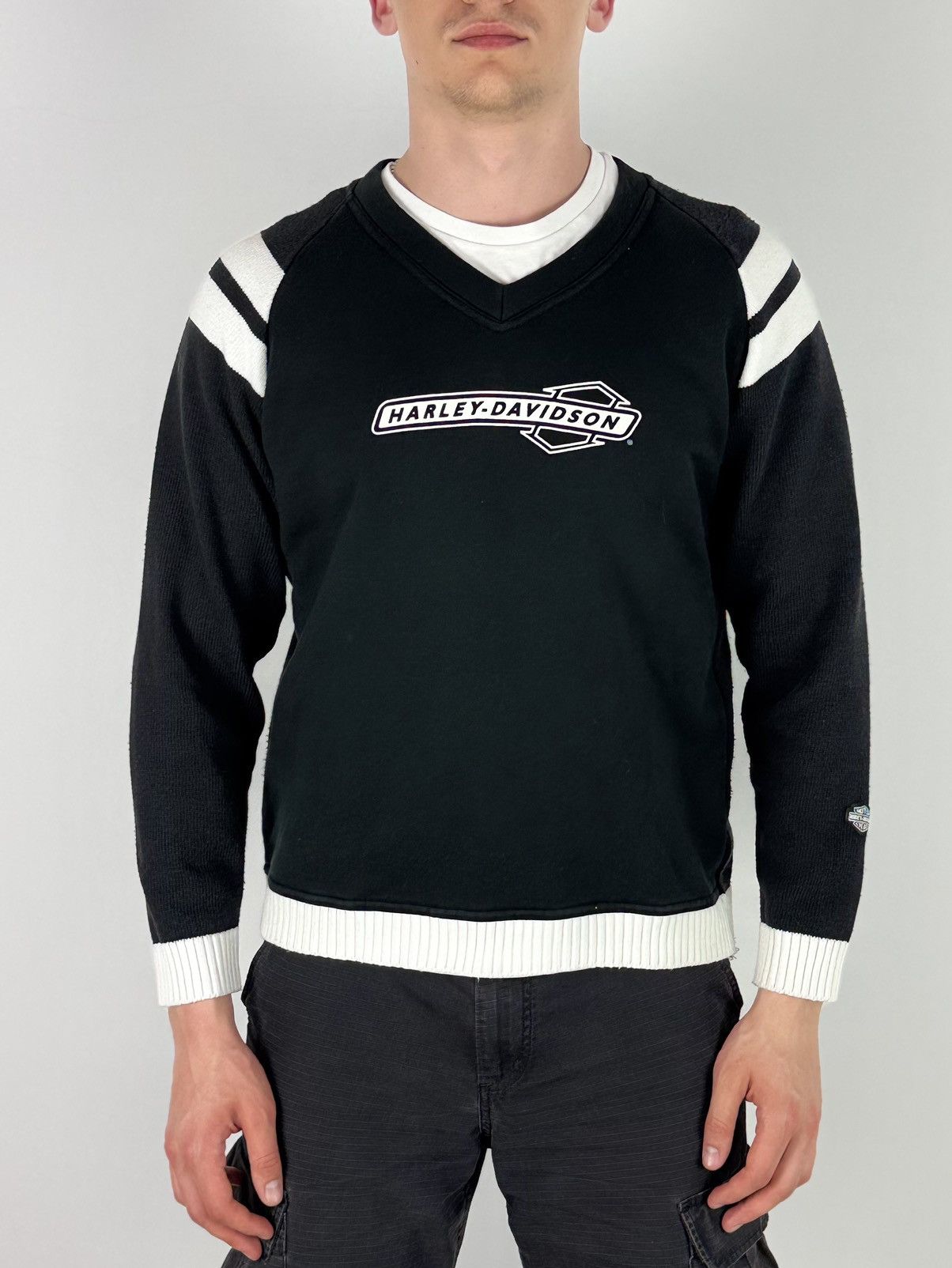 Harley Davidson × Vintage Y2K Vintage Harley Davidson V-Neck Mix Sweatshirt Size US S / EU 44-46 / 1 - 1 Thumbnail