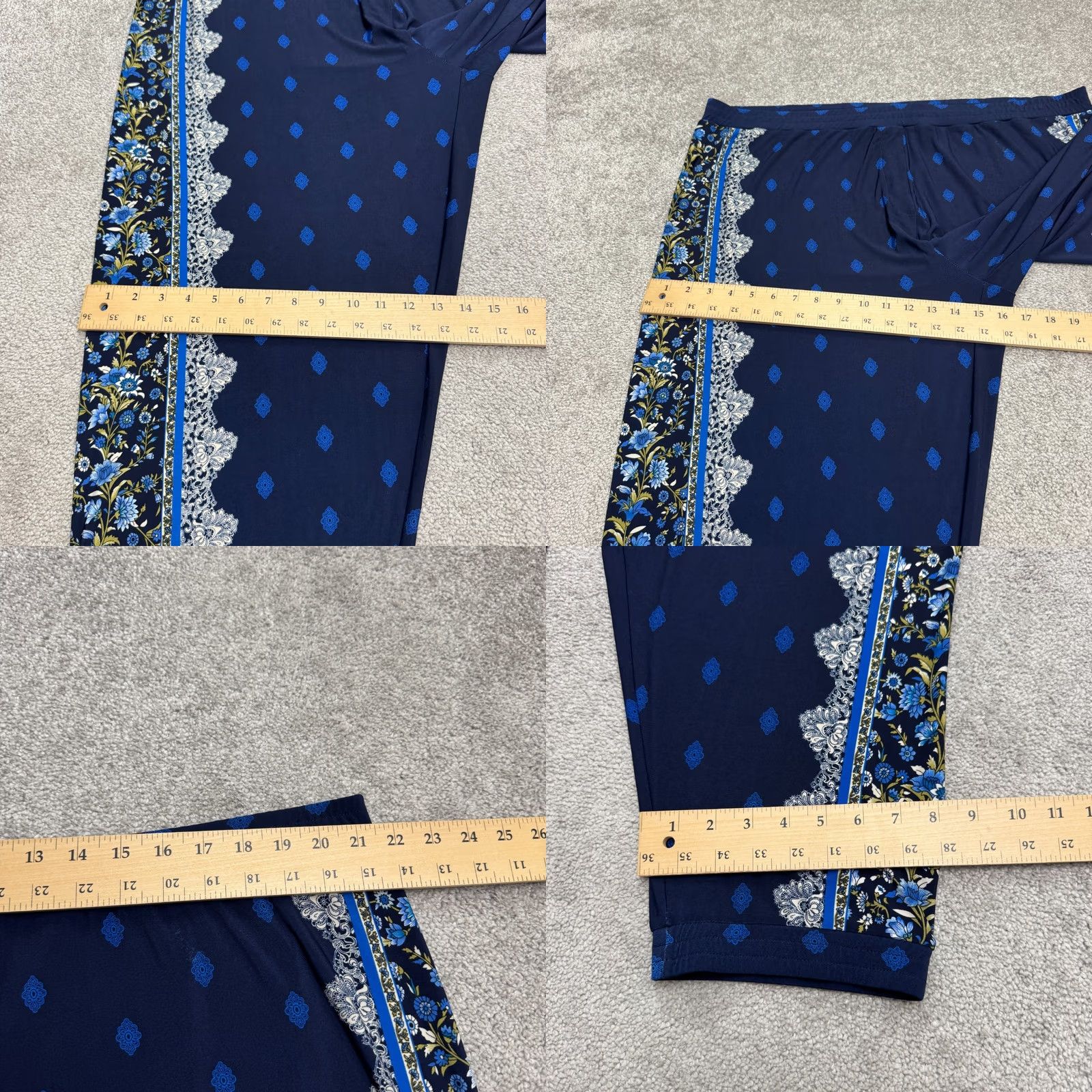 Vintage Susan Graver Liquid Knit Border Print Pull On Crop Pants Womens 2X Blue Floral Size 28" / US 6 / IT 42 - 9 Thumbnail