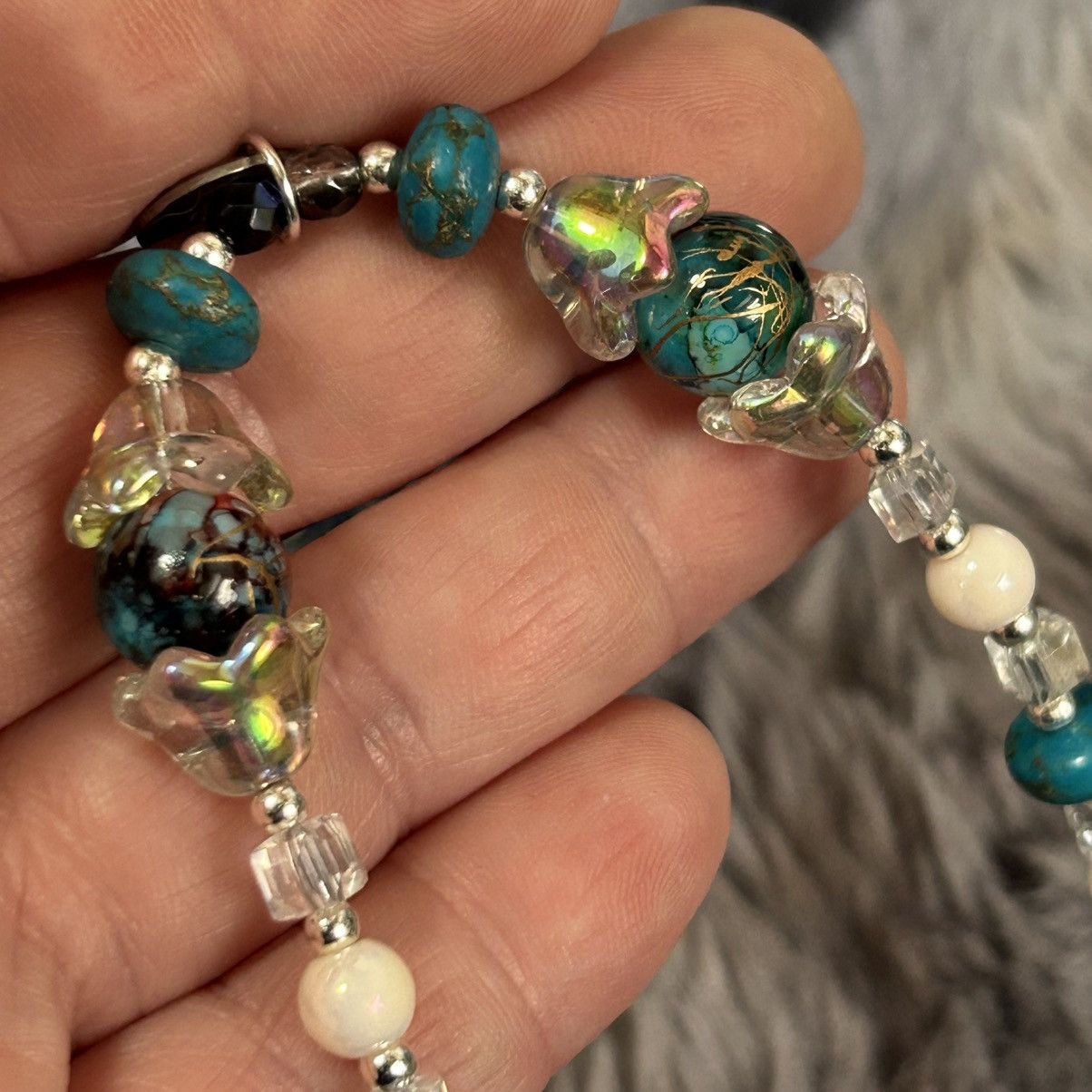 Handmade Handcrafted art glass bead crystal art deco orgone necklace Size ONE SIZE - 8 Thumbnail