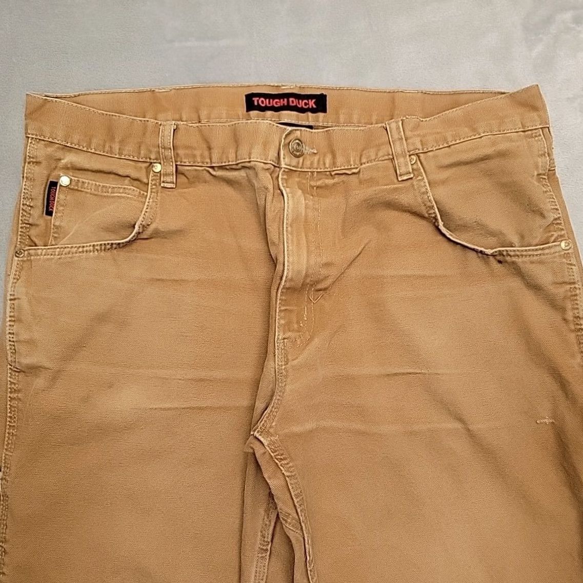 Vintage Tough Duck Jeans Men 38x30 Brown Canvas Carpenter Cargo Utility Pocket Workwear Size US 38 / EU 54 - 4 Thumbnail