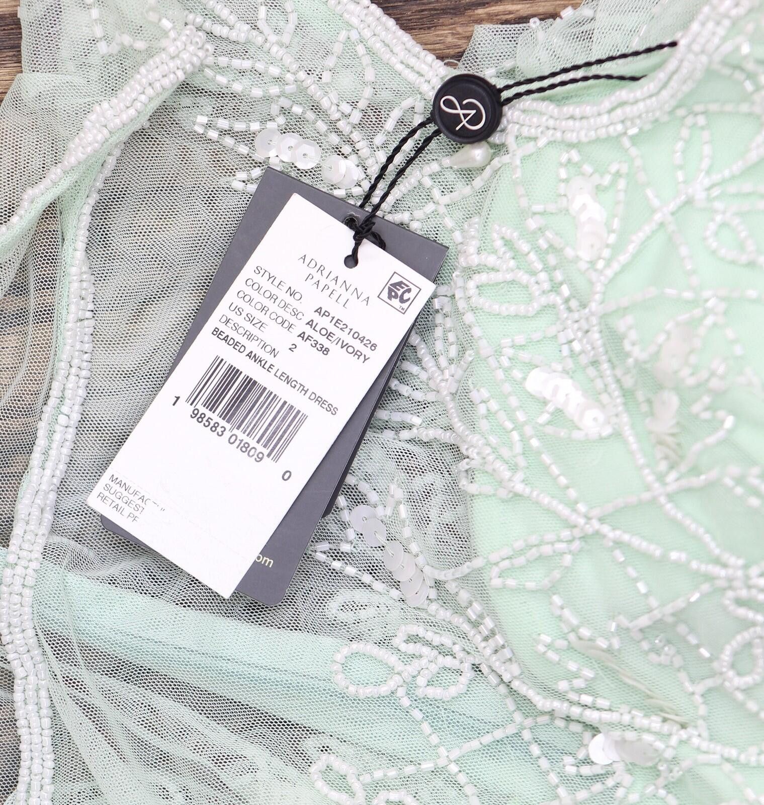 Other Adrianna Papell Sleeveless Dress Aloe Mist Green / Ivory 2 Size XS / US 0-2 / IT 36-38 - 4 Thumbnail