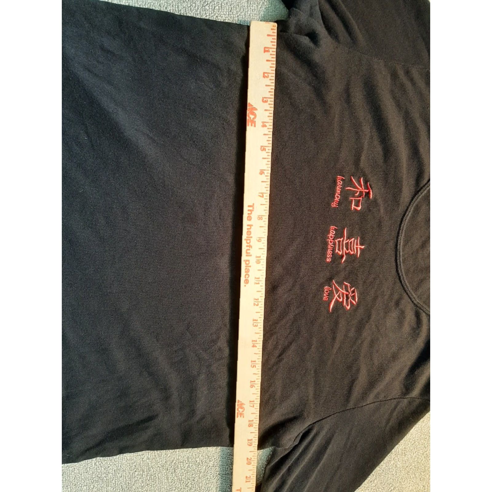 Vintage Carolyn Taylor Black Top XL Jersey Blouse Women Long Sleeve Round Neck Embroidered Love Harmony Happiness symbol Vintage No Size XL / US 12-14 / IT 48-50 - 5 Thumbnail