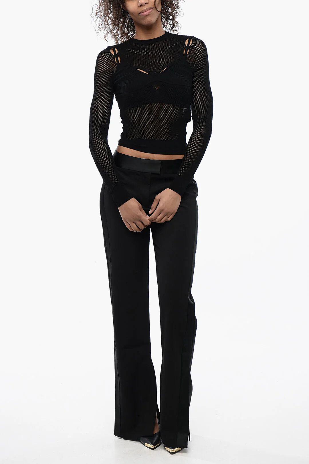 Off-White og1mm0426 Mesh-Knit Top in Black Size M / US 6-8 / IT 42-44 - 4 Thumbnail