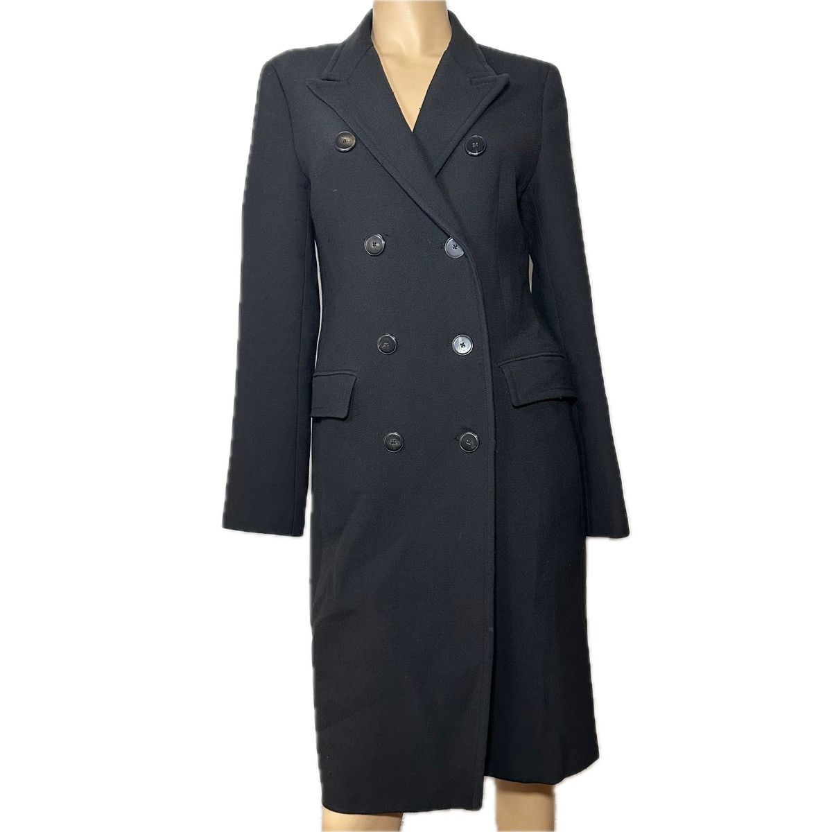 Aritzia Aritzia Babaton Black Wool Double Breasted Slouchy Coat XS Size XS / US 0-2 / IT 36-38 - 3 Thumbnail
