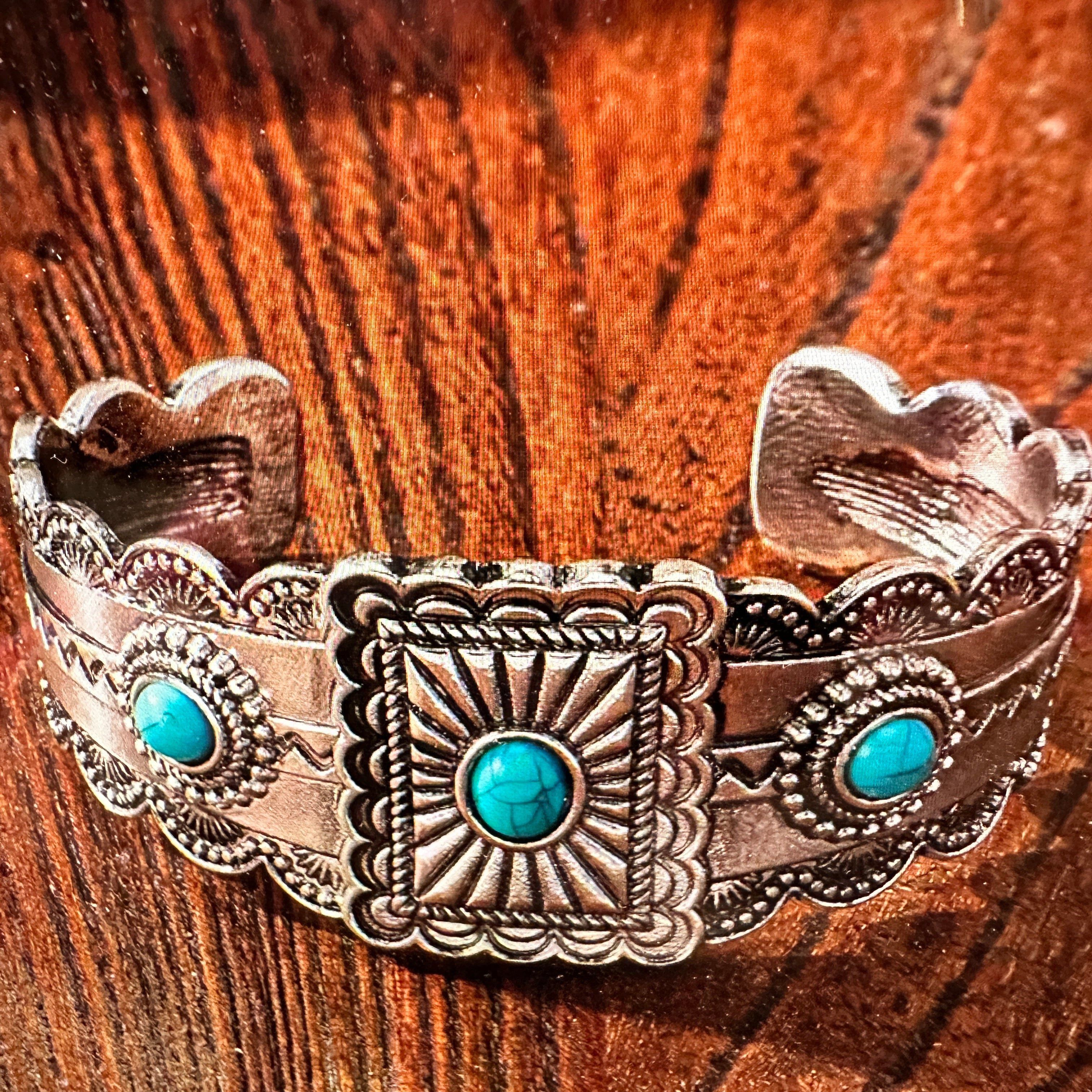 Other Boho Vintage SouthWestern Turquoise Concho Cuff Bracelet, Tu Size ONE SIZE - 7 Thumbnail